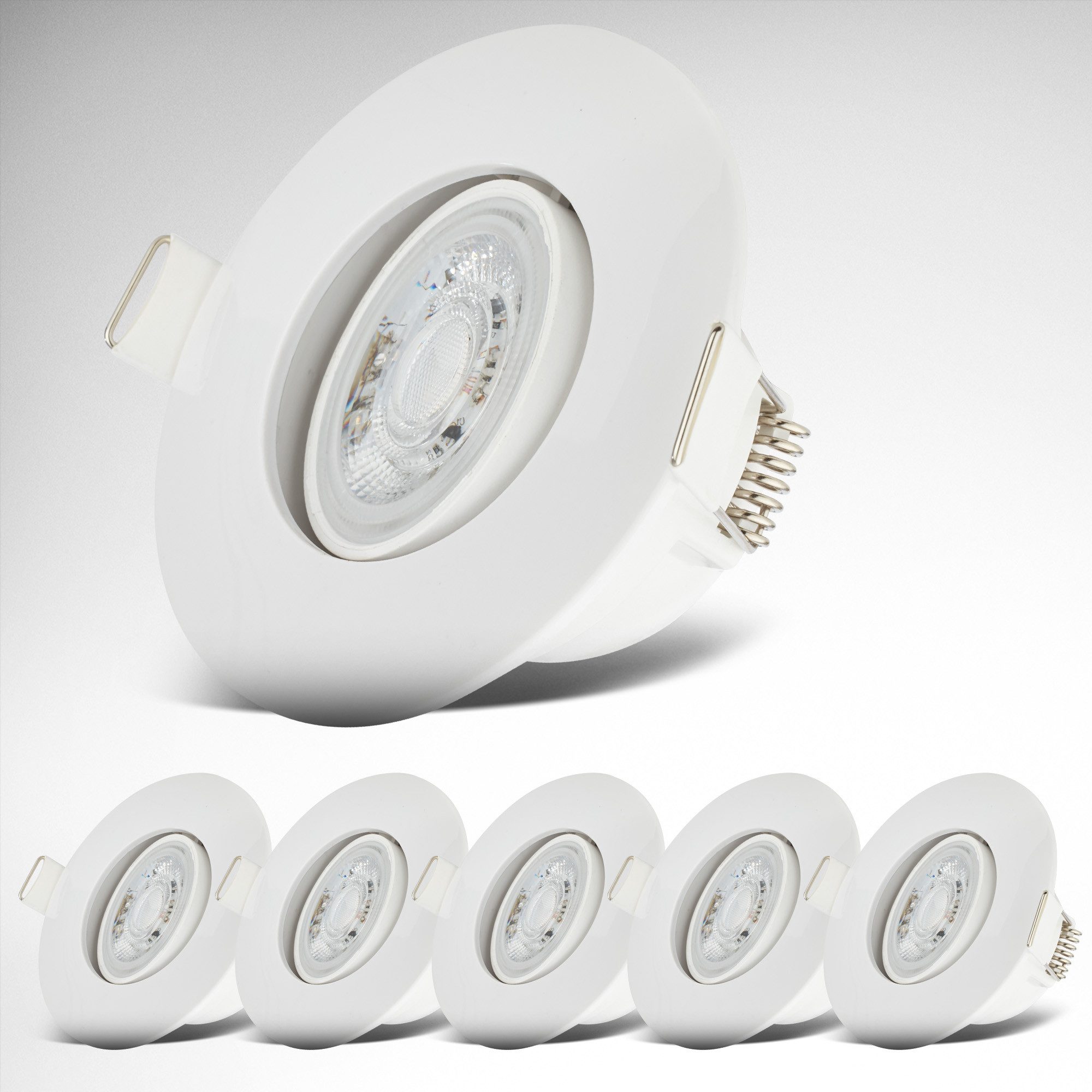 B.K.Licht Ledinbouwlamp 6-delige set badkamer inbouwspots, IP65, draaibare plafondspots (6 stuks)
