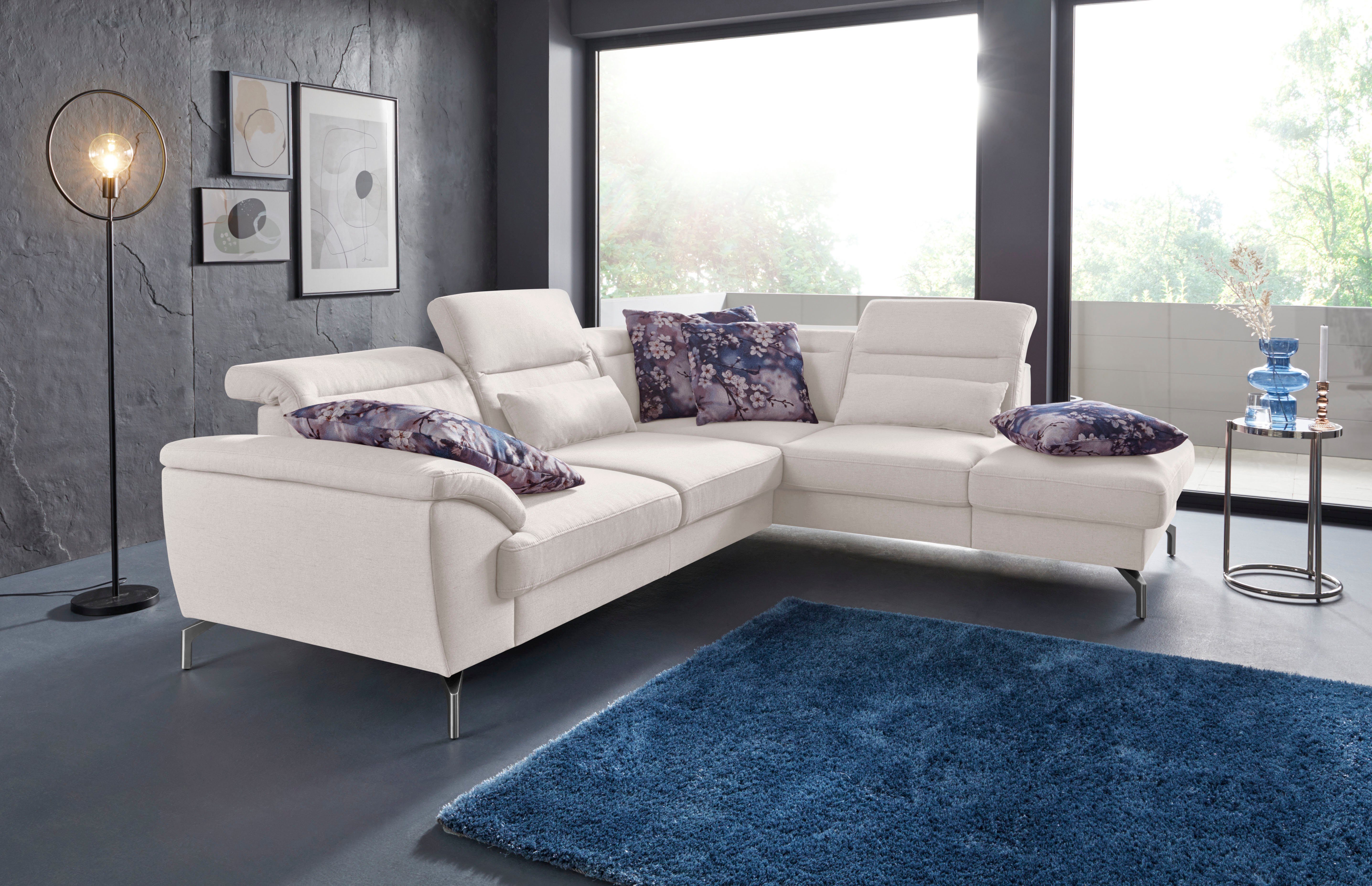 sit&more Hoekbank Percy L-vorm 15 cm poothoogte, zitdiepteverstelling, naar keuze in 2 pootkleuren