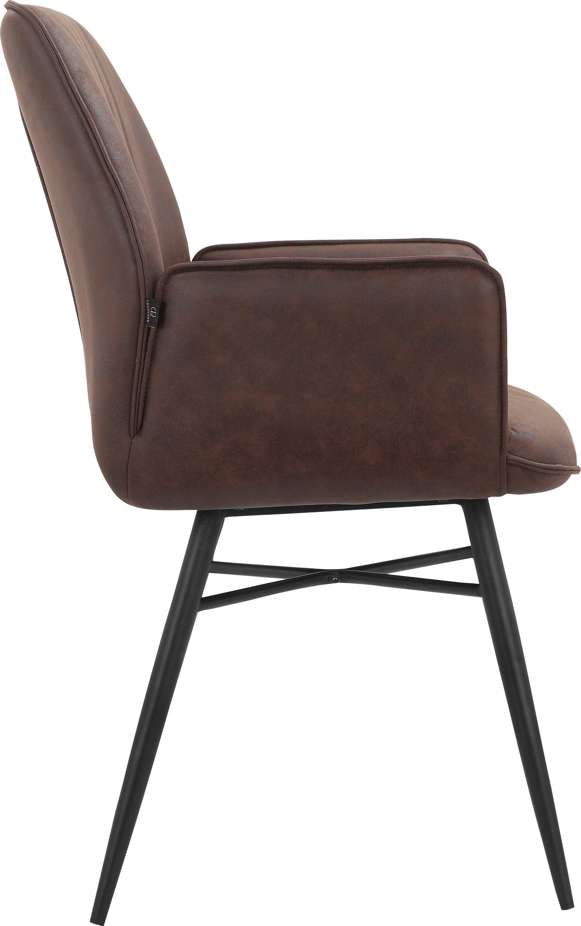 Leonique Eetkamerstoel Hrodwyn Zacht beklede zitting, met horizontale naden op de achterkant, zithoogte 52 cm (2 stuks)
