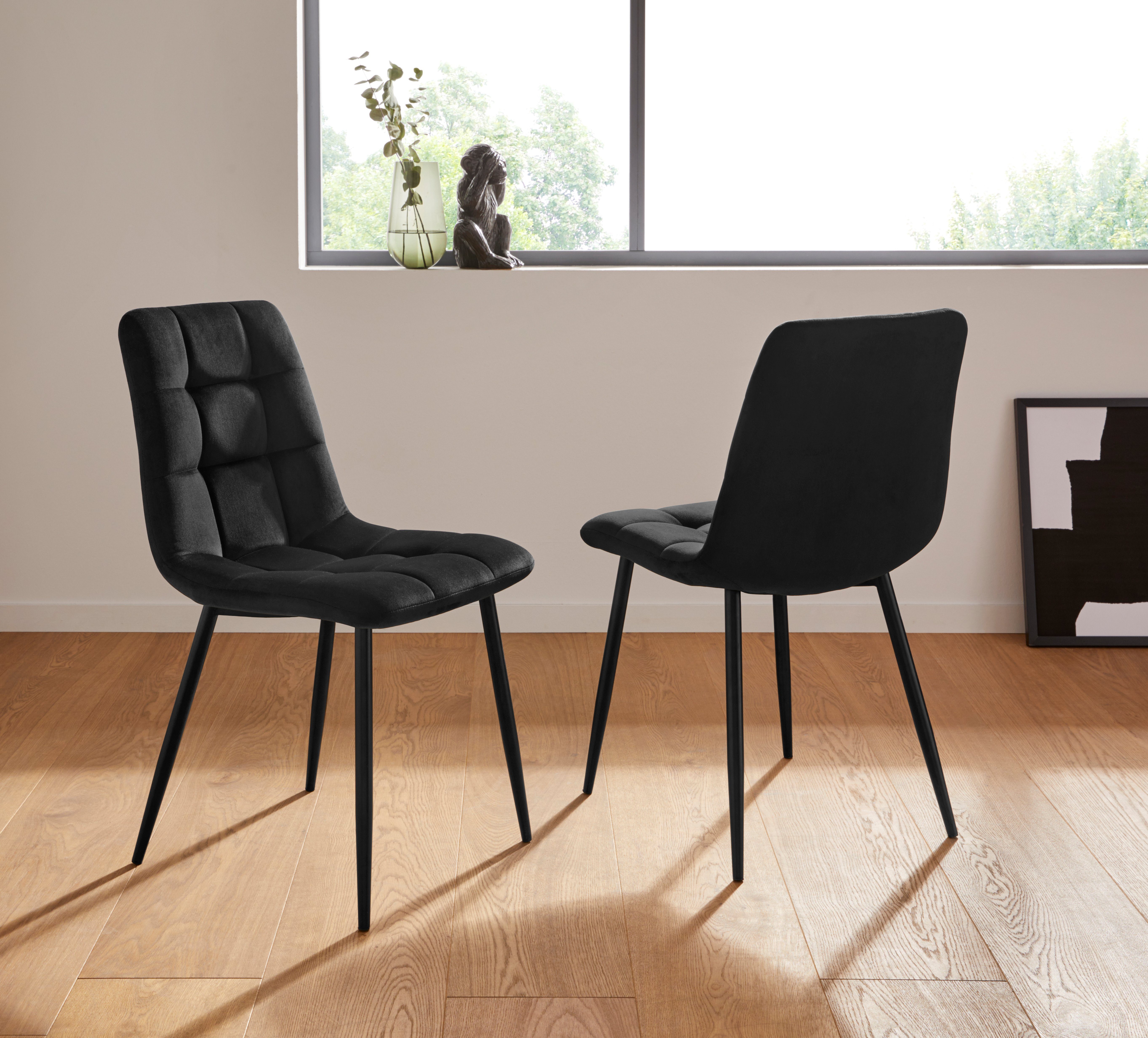 Homexperts Eetkamerstoel Kelly Bekleding in fluwelen stof, keukenstoel (set, 2 stuks)