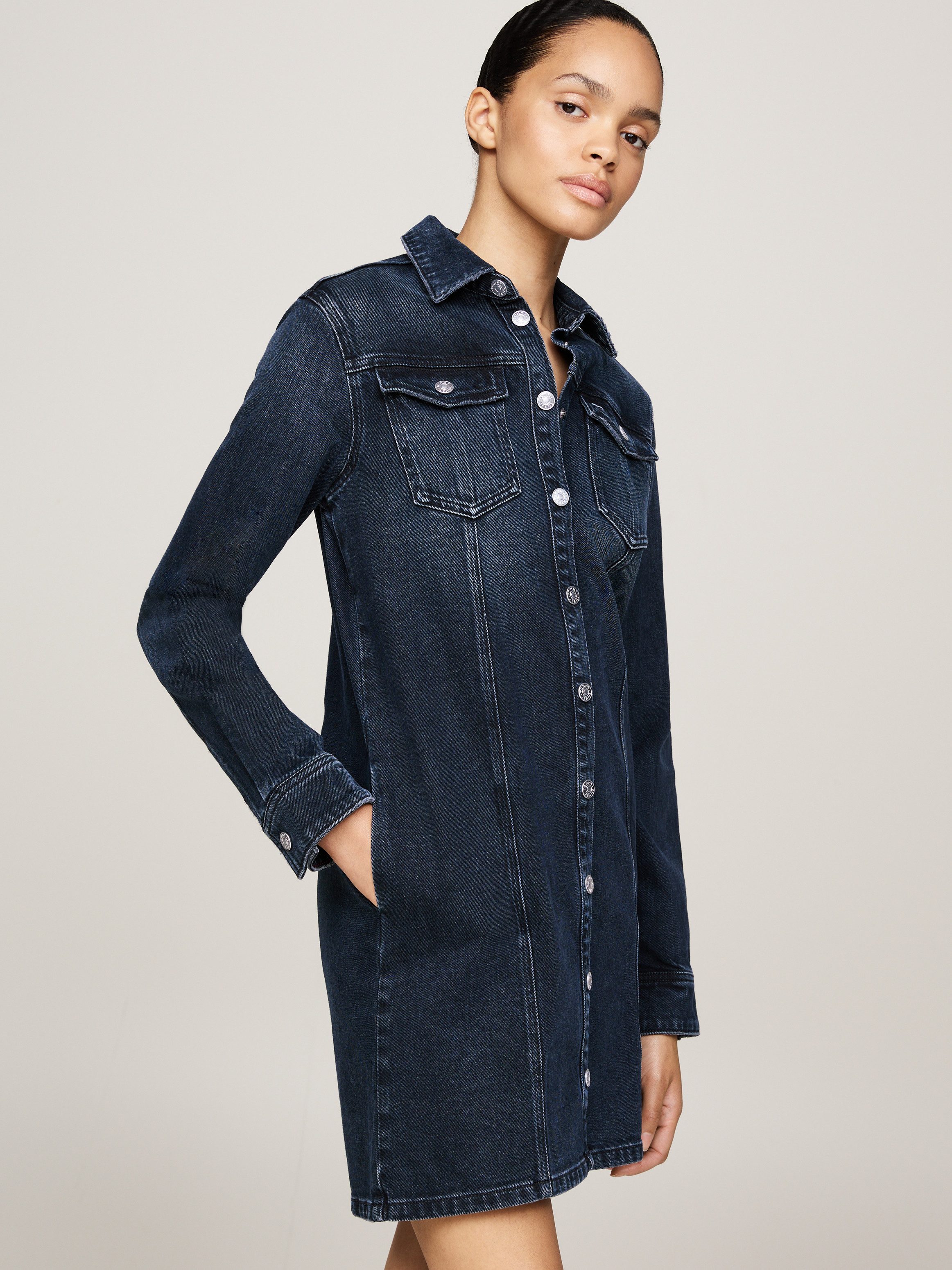 TOMMY Jeans jurk A-LINE DRESS DH6168 dames spijkerjurken maat M (38) blauw