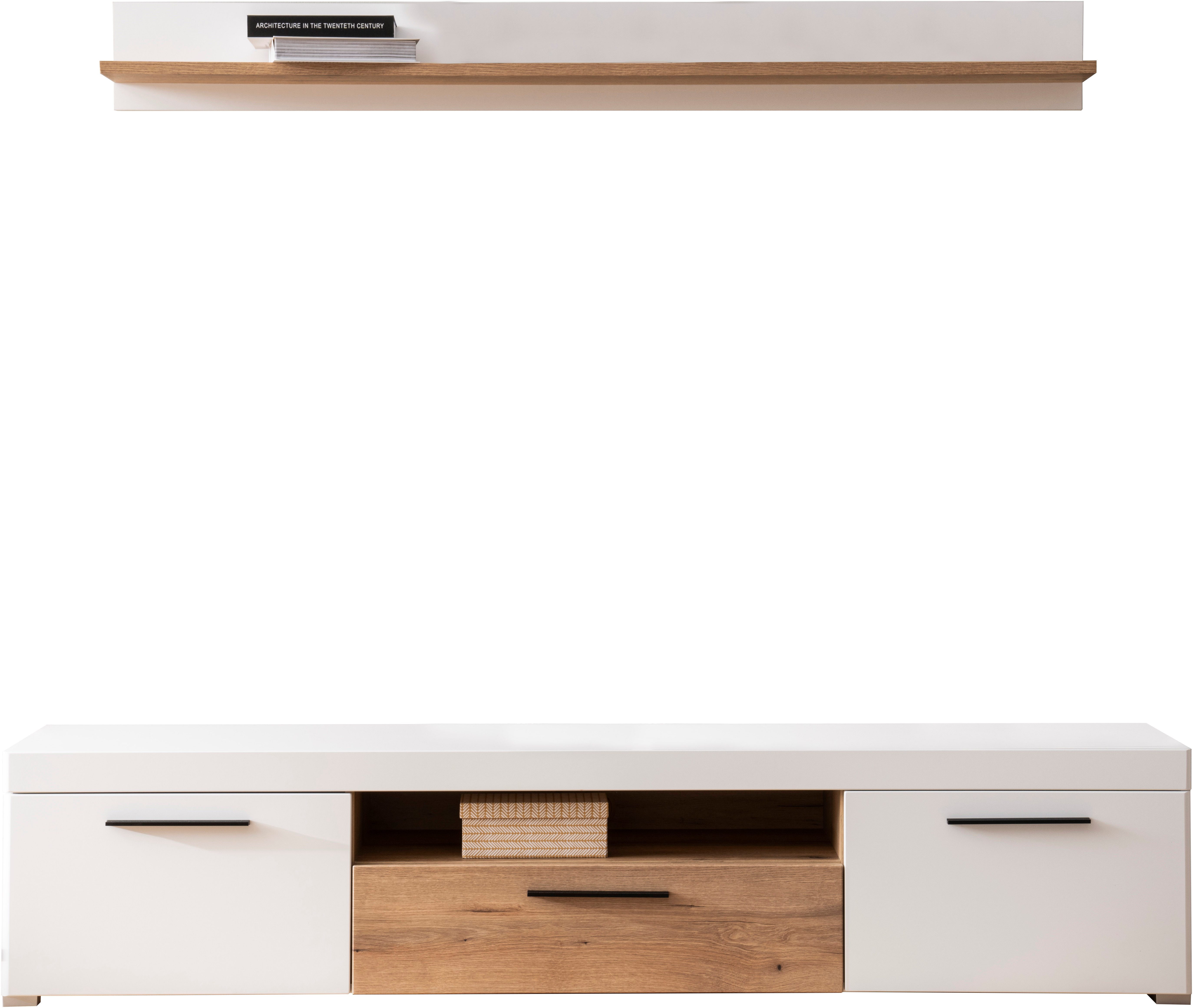 INOSIGN Wandmeubel Salerno, moderne wandmeubel, woonkamer-set, Wit met Eik Evoke Decor (set, 2-delig)