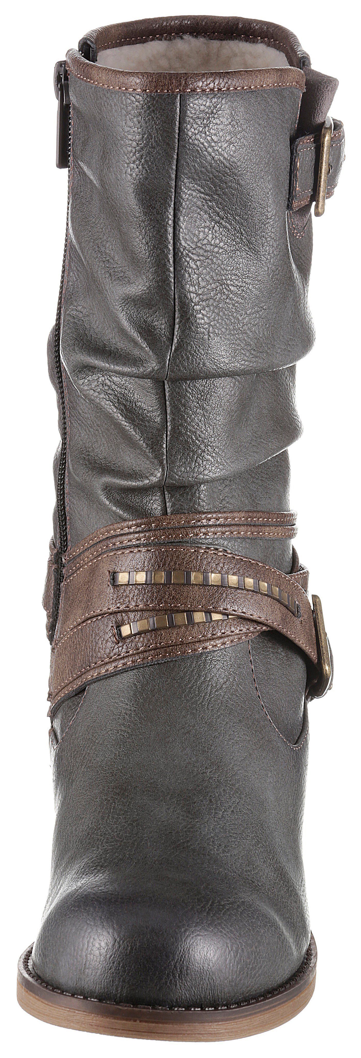 Mustang Shoes Winterlaarzen , enkellaarsjes, winterlaarzen met decoratieve gespen aan de slouchy schacht