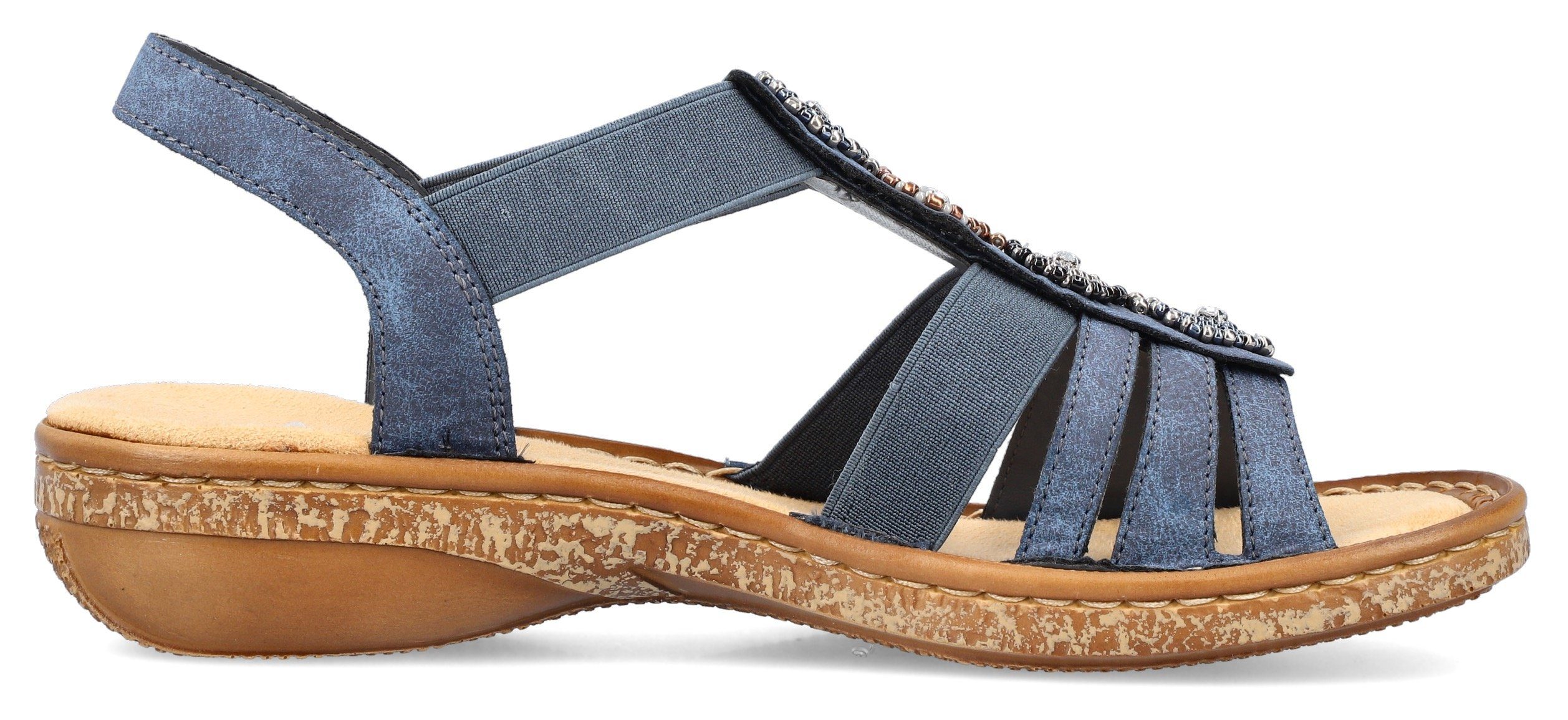 Rieker Sandalen zomerschoen, sandaal, sleehak, met decoratieve parels