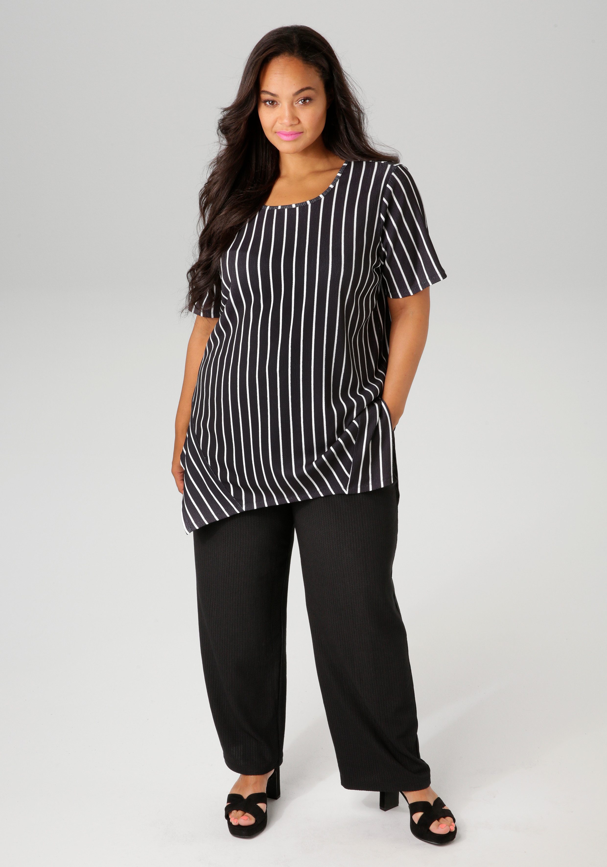 Aniston PLUS Shirt met subtiele streep-look structuur