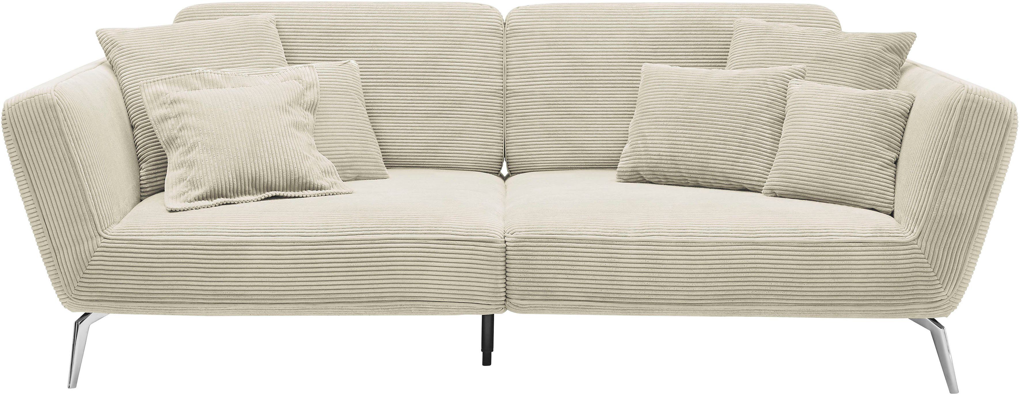 set one by Musterring Megabank SO 4500 Voeten chroomkleurig, optioneel met hoofdsteun, breedte 260cm, in cord