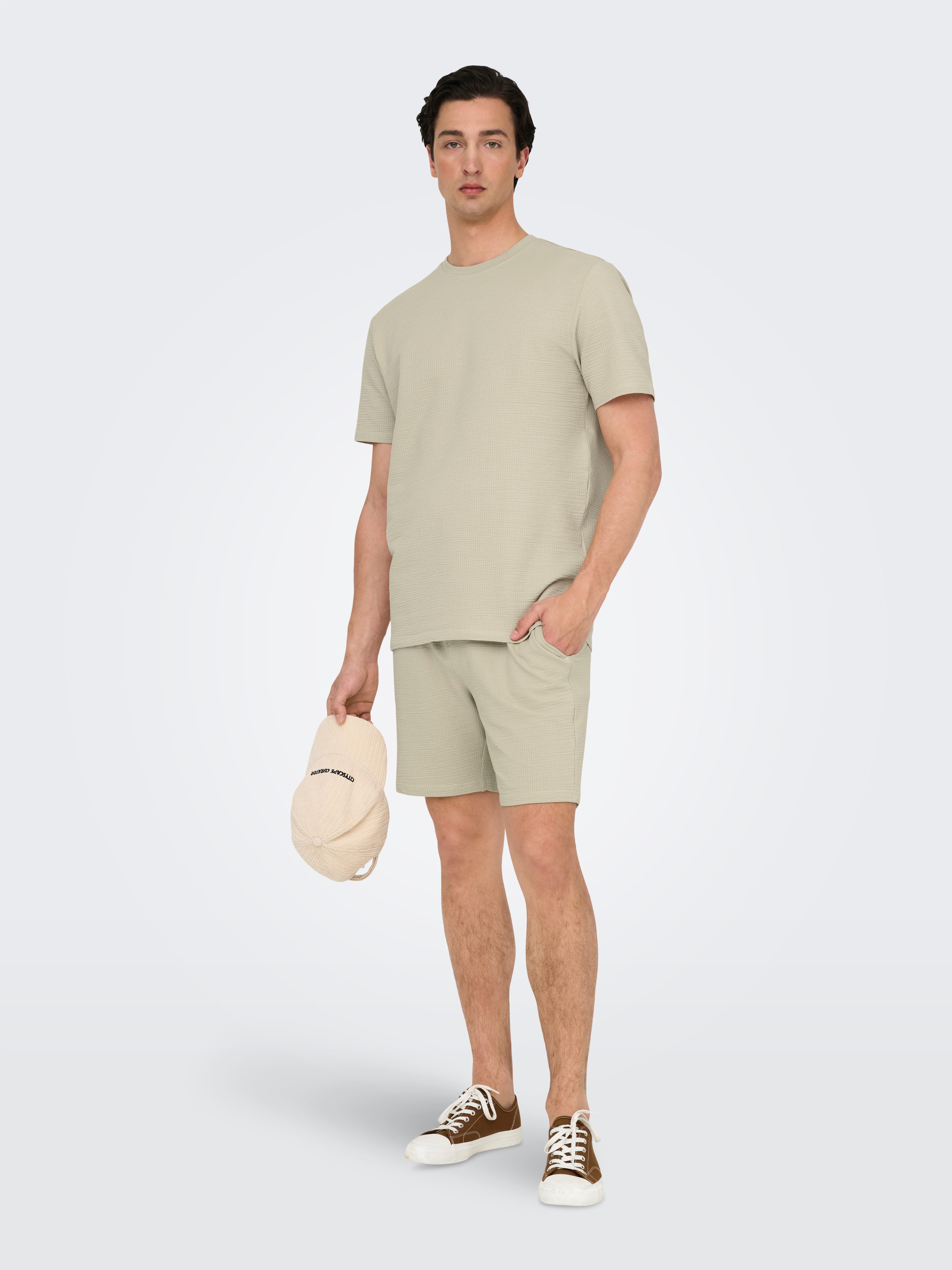 ONLY & SONS Shirt met ronde hals ONSKIAN LIFE REG SEERSUCKER SS TEE NOOS