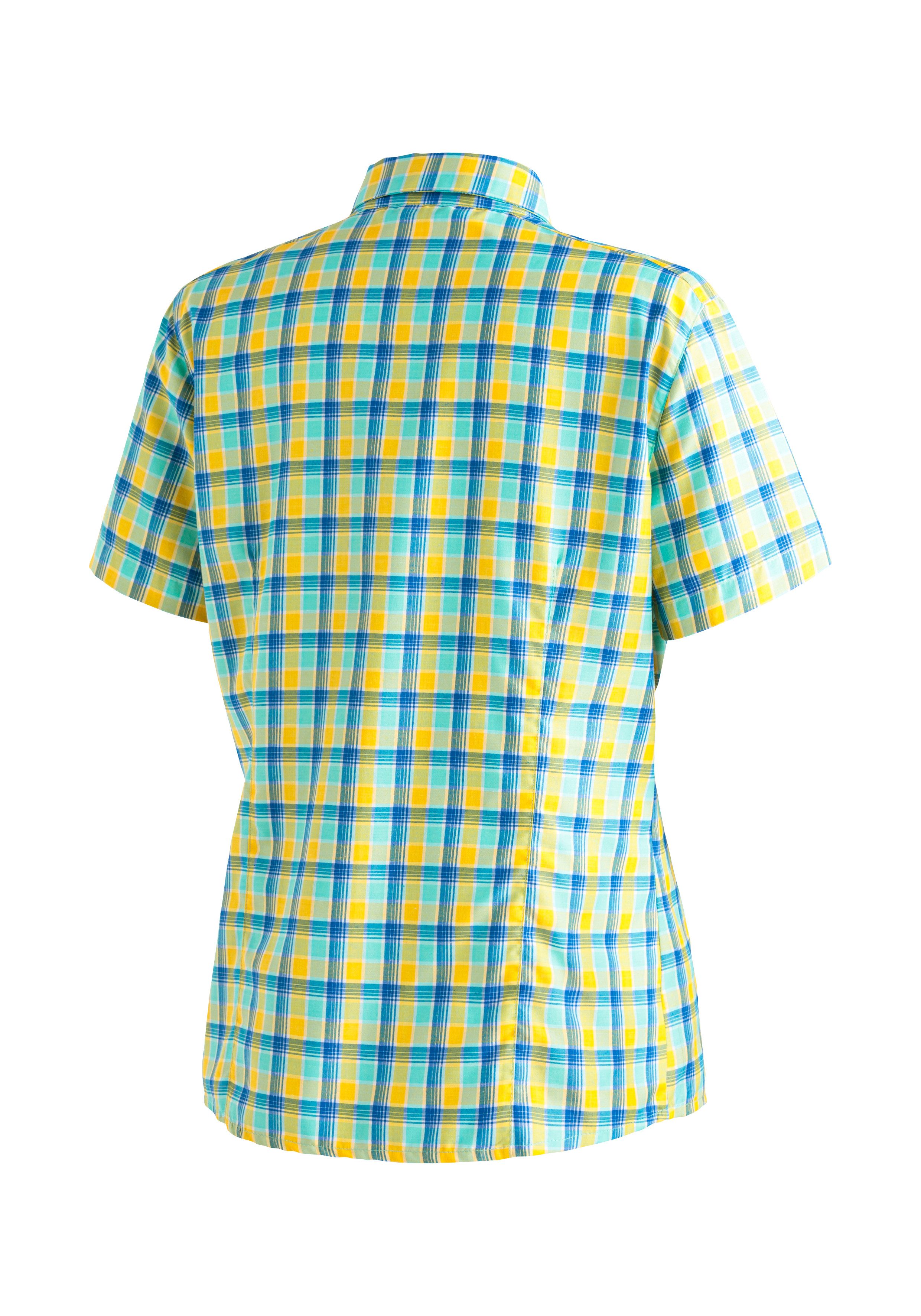 Maier Sports Functionele blouse Philina Geruite blouse met korte mouwen voor wandelen, reizen en vrije tijd