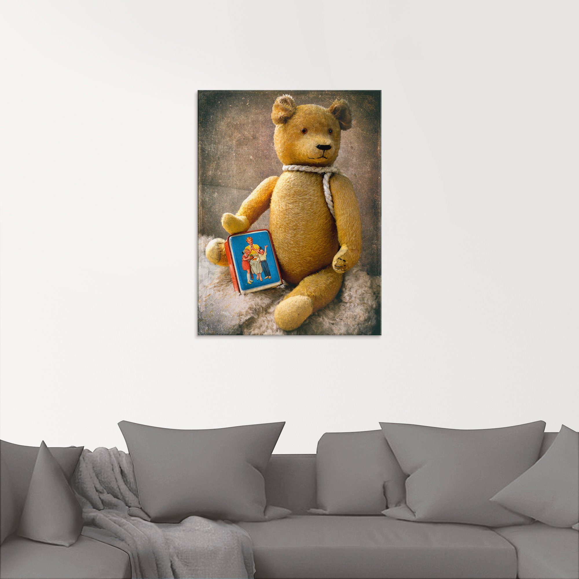 Artland Print op glas Teddybeer met spaarpot