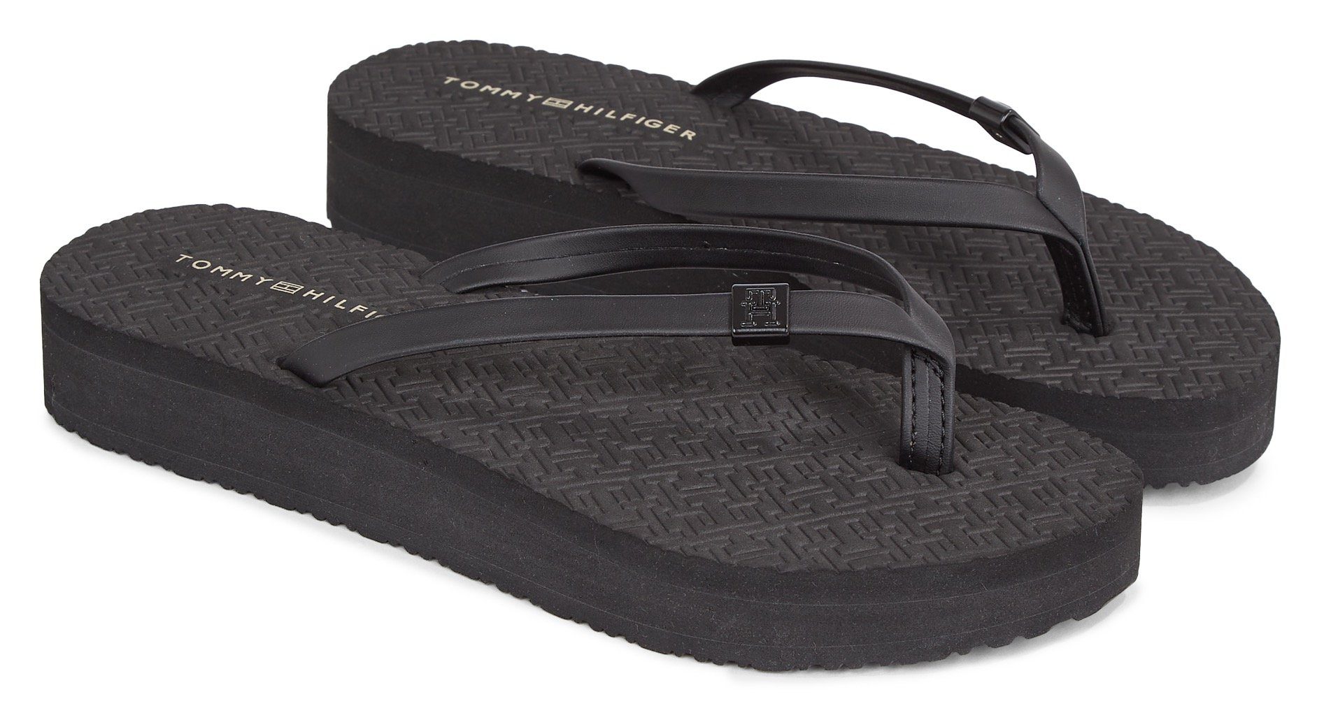 Tommy Hilfiger Teenslippers MONOGRAM BEACH SANDAL plateau, zomerschoen, slippers met logo-embleem