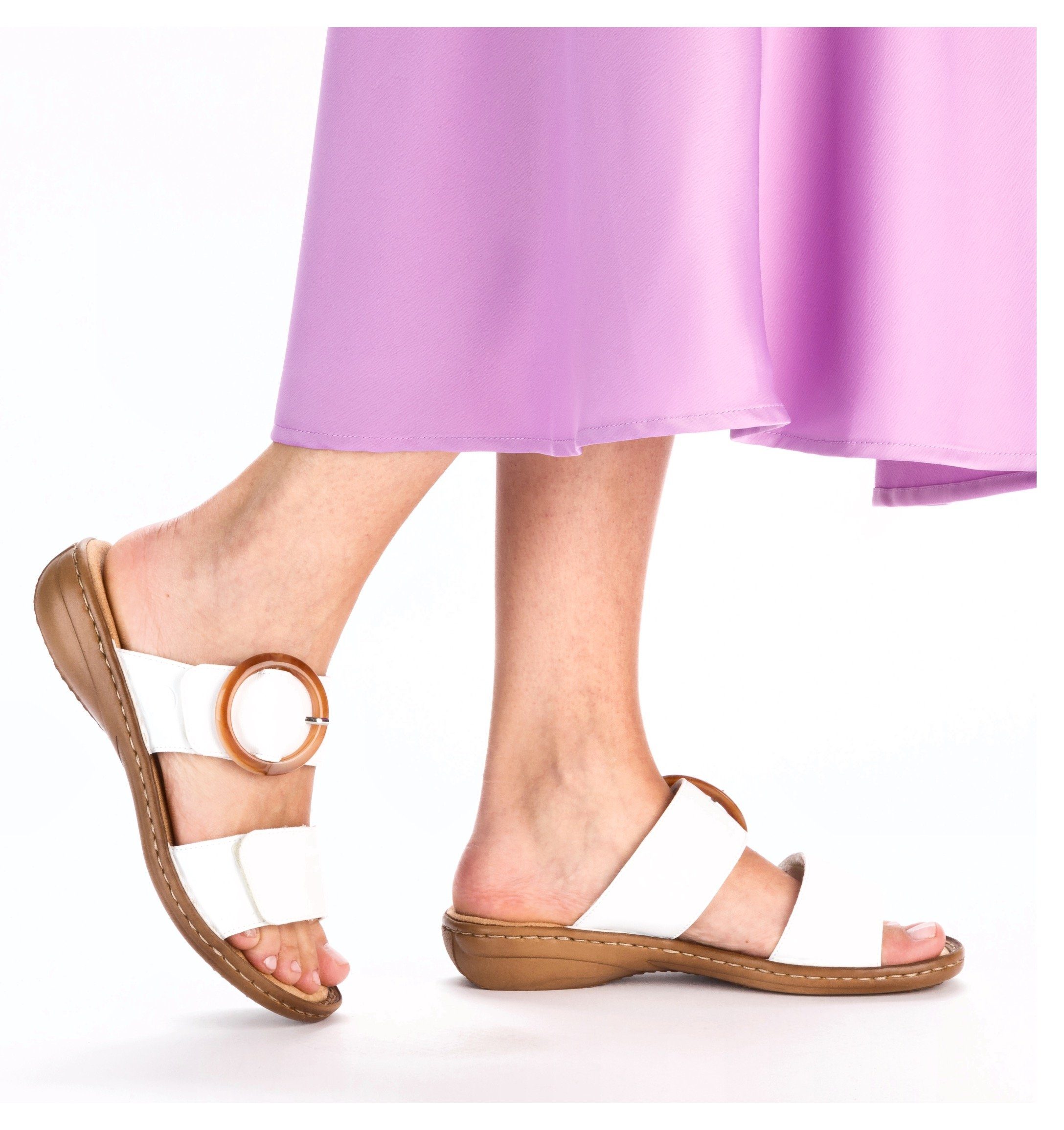 Rieker Slippers sleehak, zomerschoen, slippers met grote siergesp