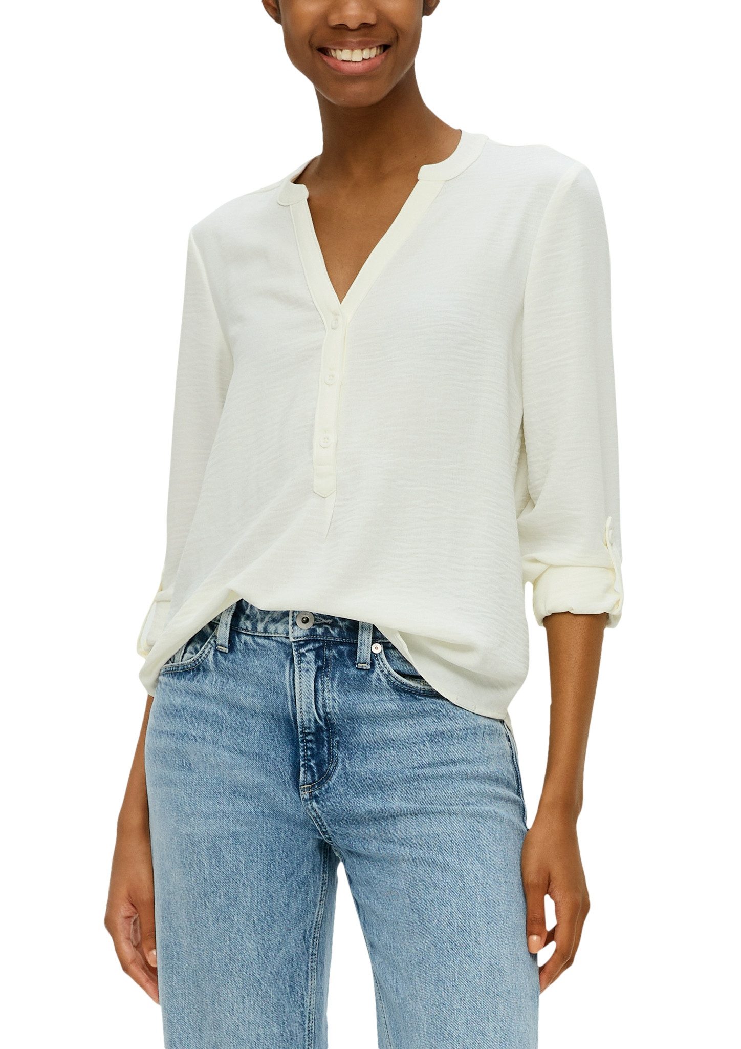 Q S designed by Blouse met lange mouwen met oprolbare mouwen
