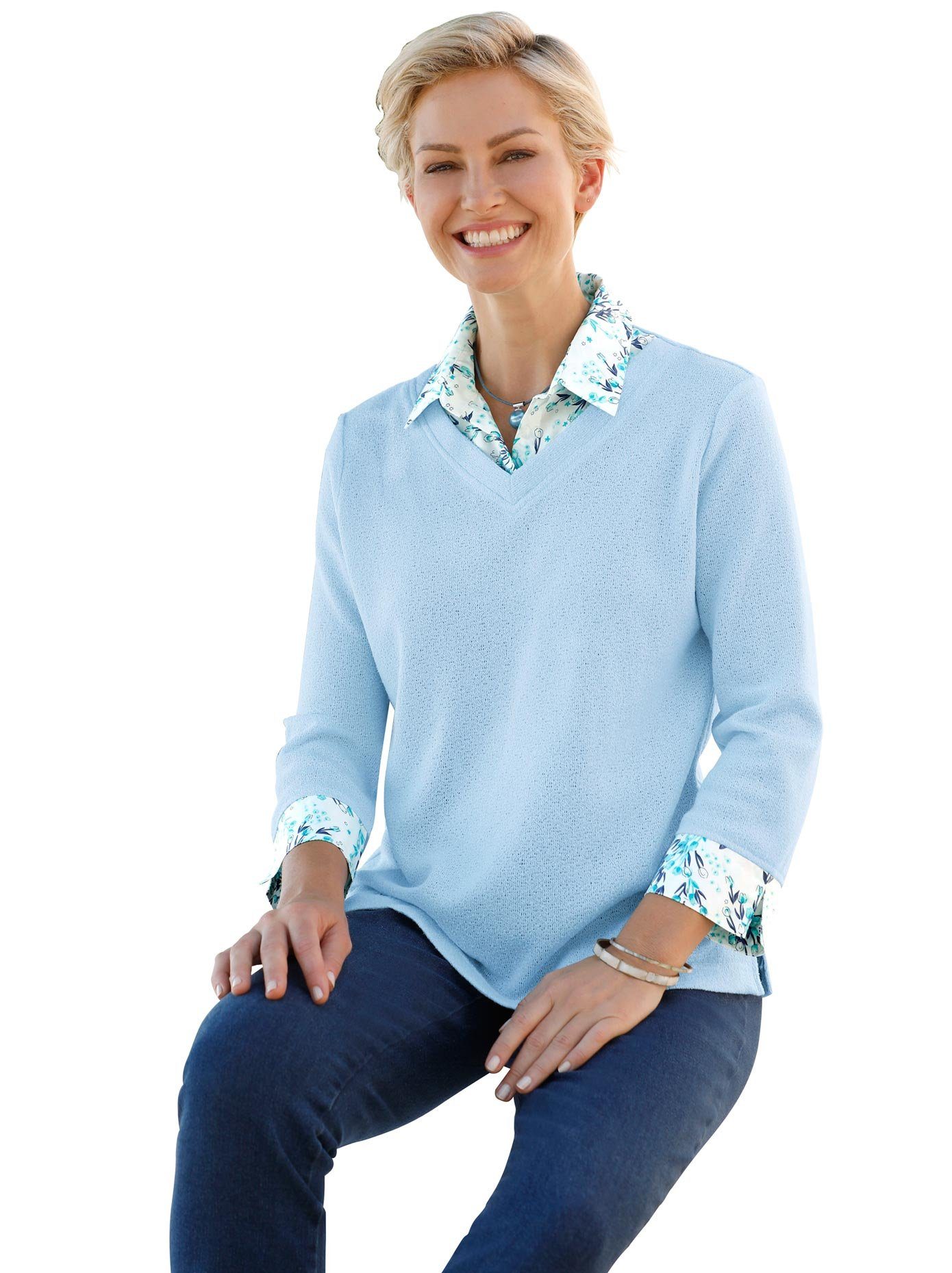 Classic Basics 2-in-1-shirt Shirt (1-delig) dames 2-in-1 shirts maat 54 blauw