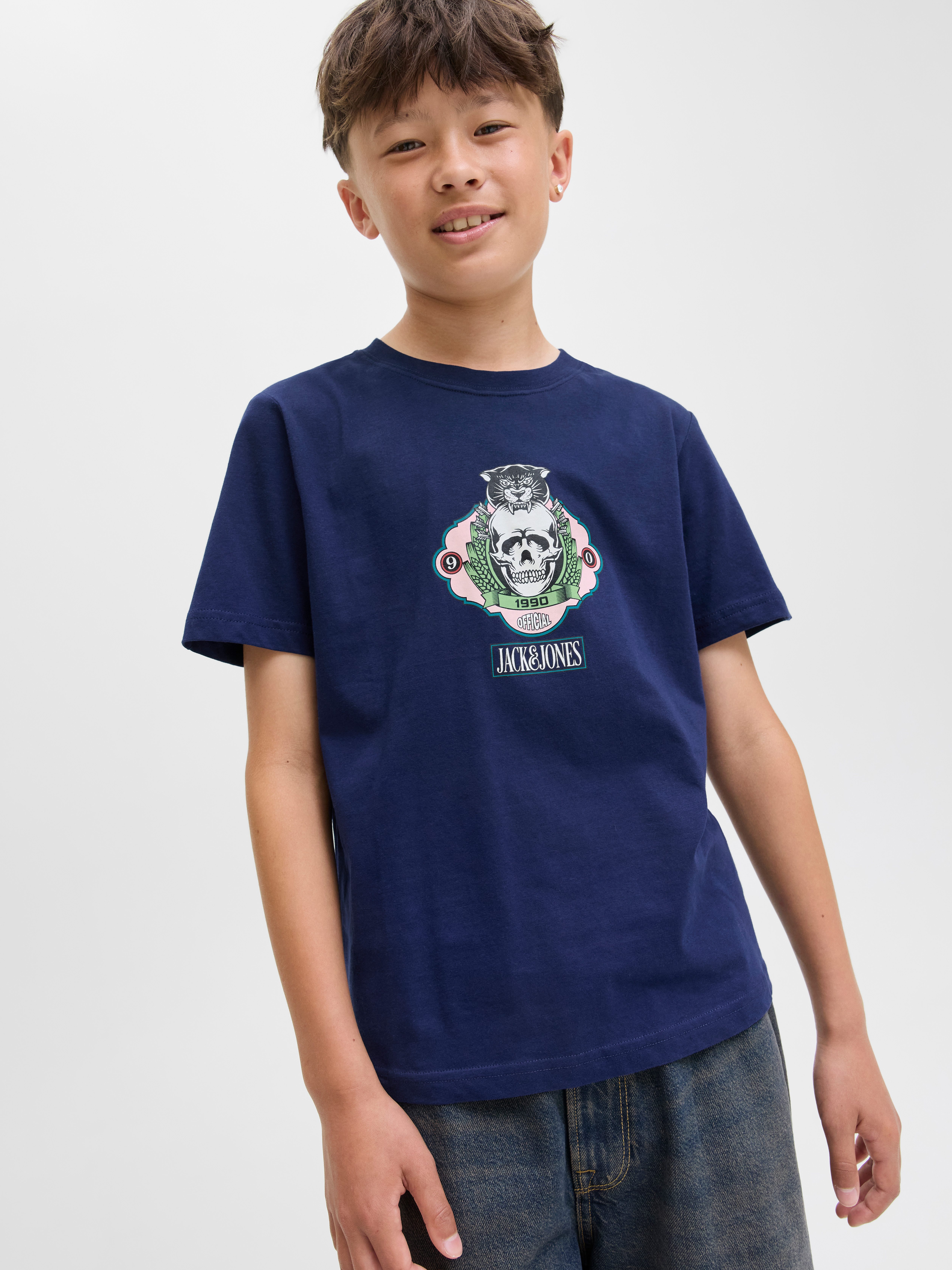 Jack & Jones Junior T-shirt JORSKULL NATURE TEE SS CREW NECK SN JNR