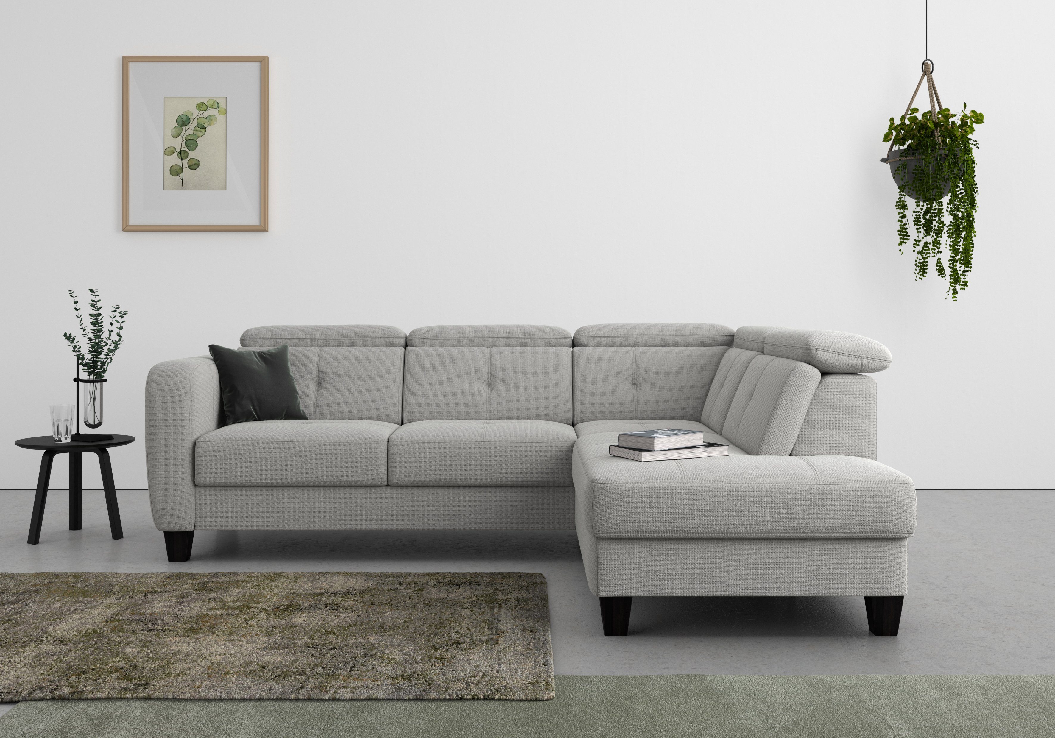 sit&more Hoekbank Belluci L-vorm met binnenvering, naar keuze met slaapfunctie en bedkist , hoekbanken, Zonder slaapfunctie-zonder bedkist, ohne