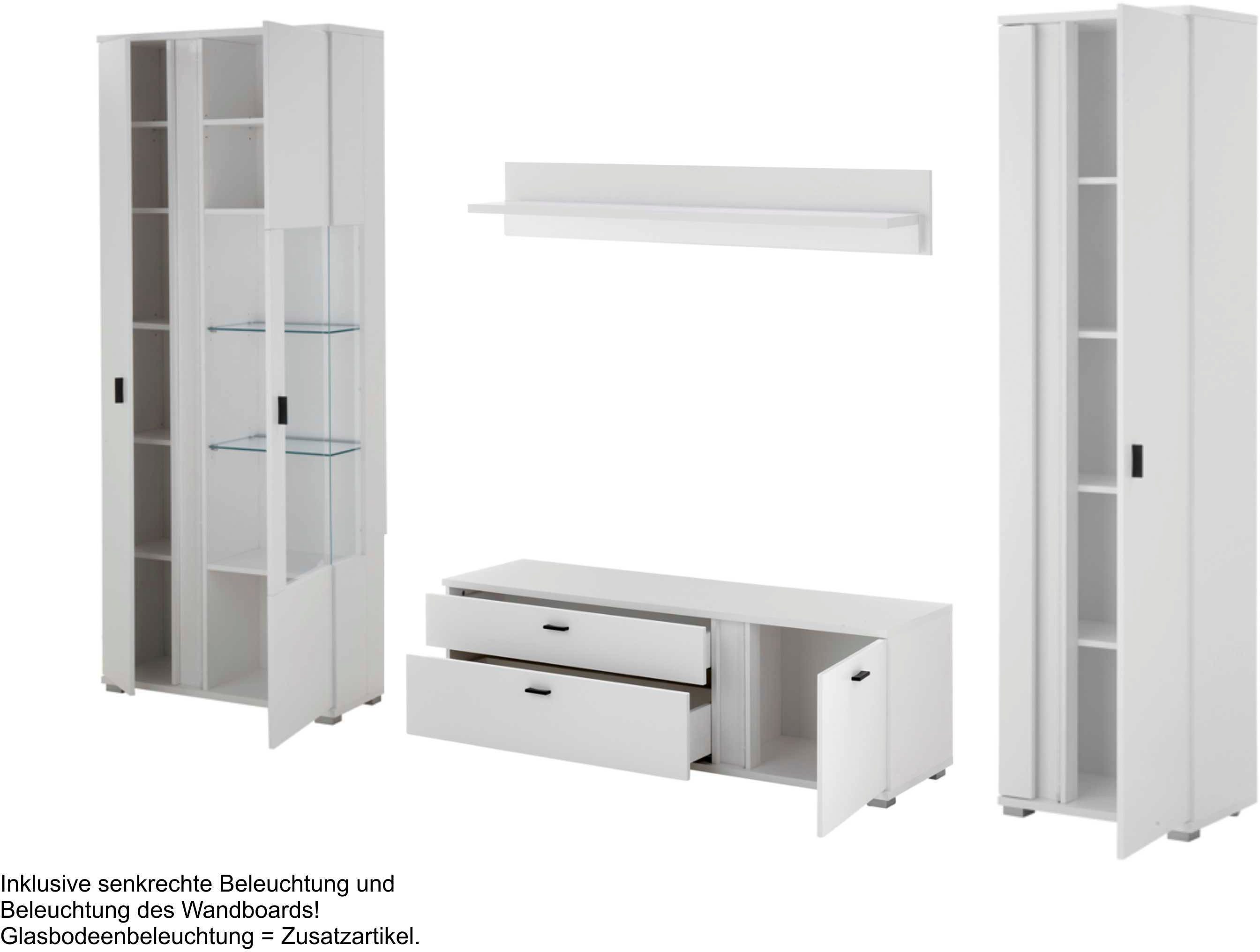 INOSIGN Wandmeubel Long Island in moderne trendkleur, inclusief verticale verlichting, breedte 305 cm (set, 4-delig)