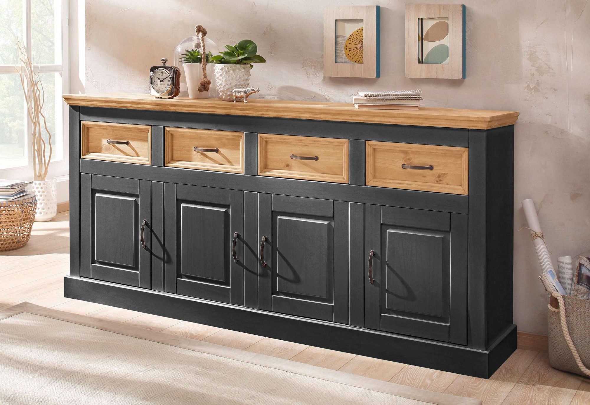 Home affaire Dressoir Selma Commode met 4 deuren en 4 lades. Breedte 192 cm