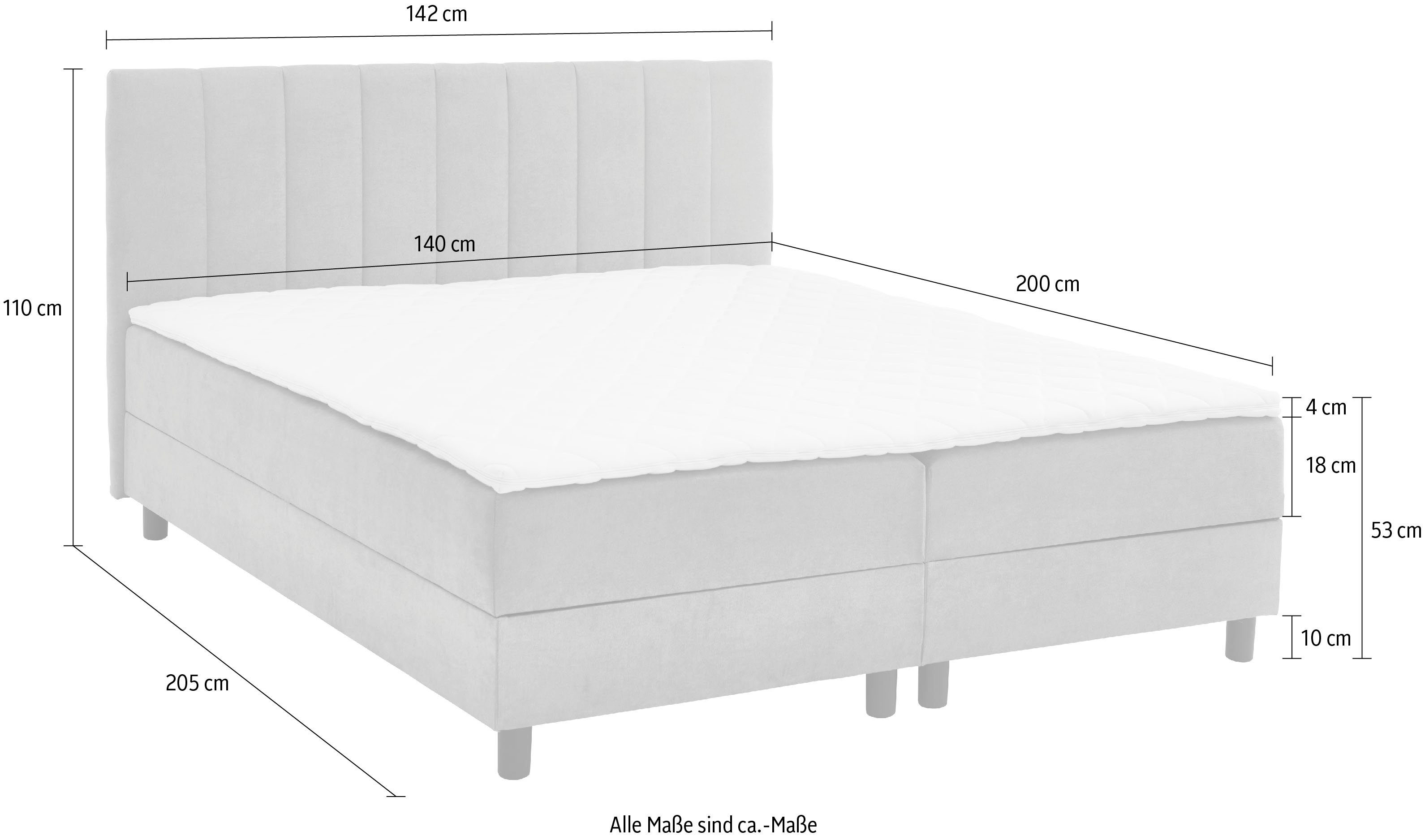 ATLANTIC home collection Boxspring Henriete Pocketveringsmatras en topmatras, naar keuze met bedkist