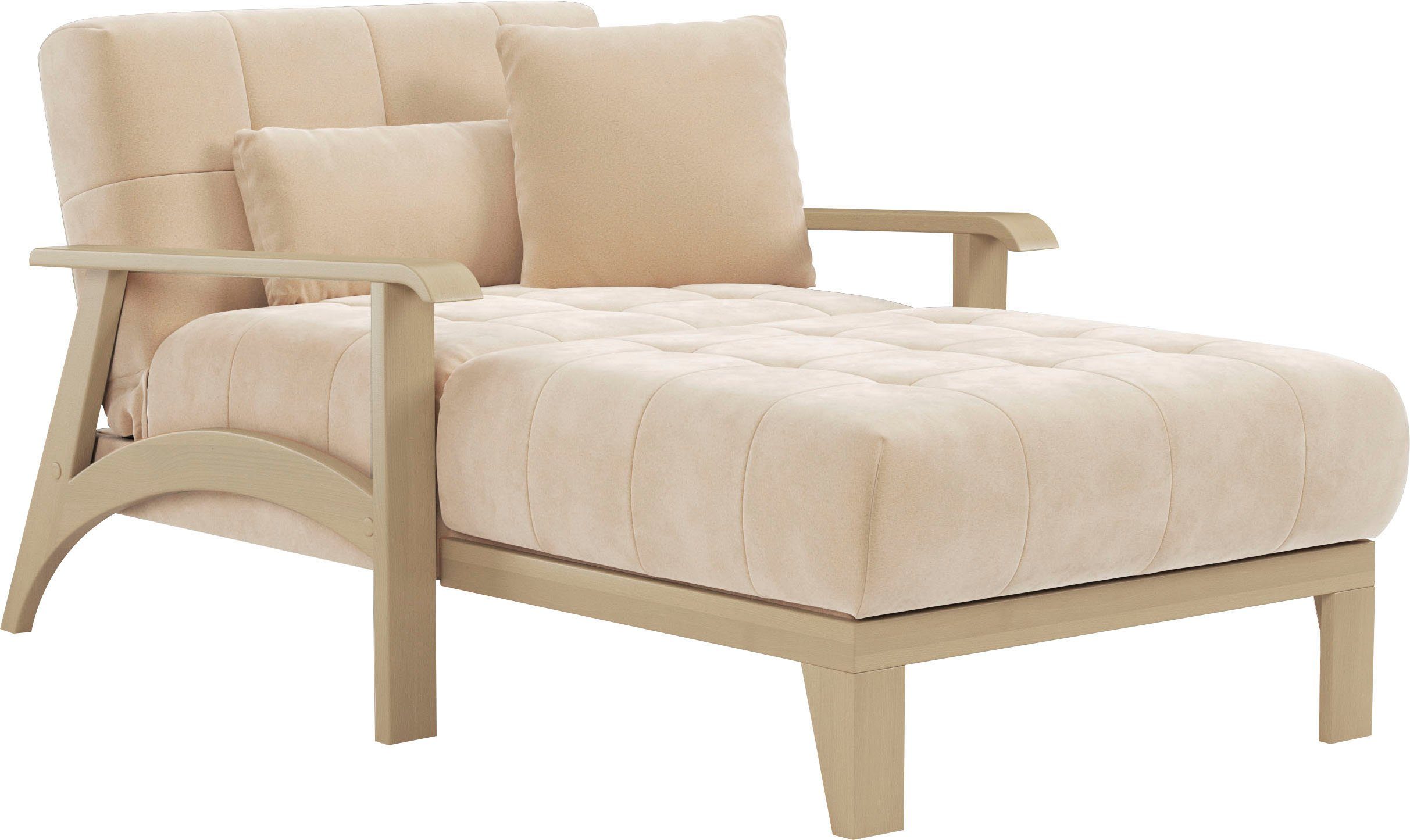 sit&more Récamier Billund Armleuningen van natuurlijk beukenhout, verschillende bekledingen en kleuren