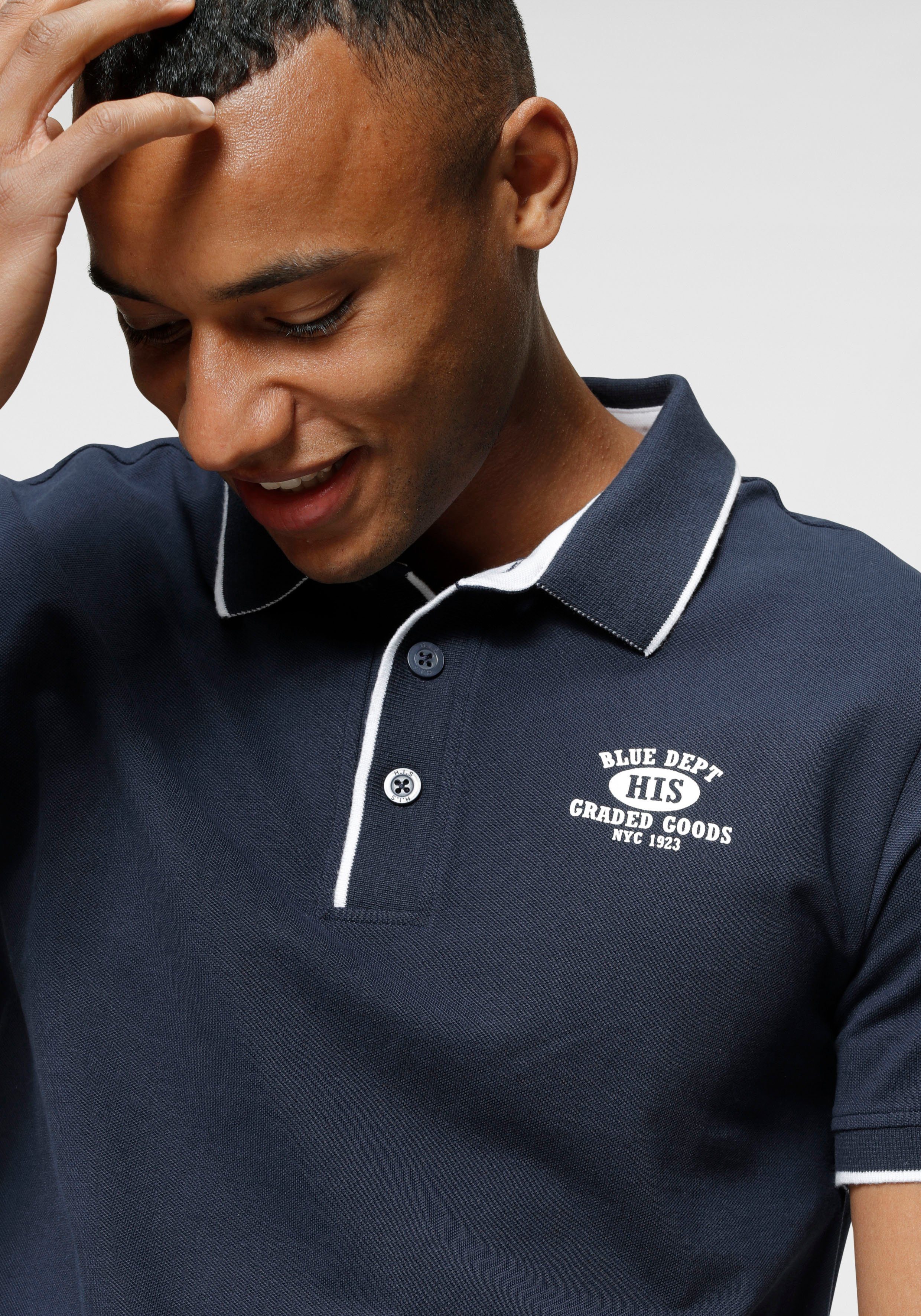H.I.S Poloshirt Korte mouwen, smal gesneden, met polokraag, van piqué-stof