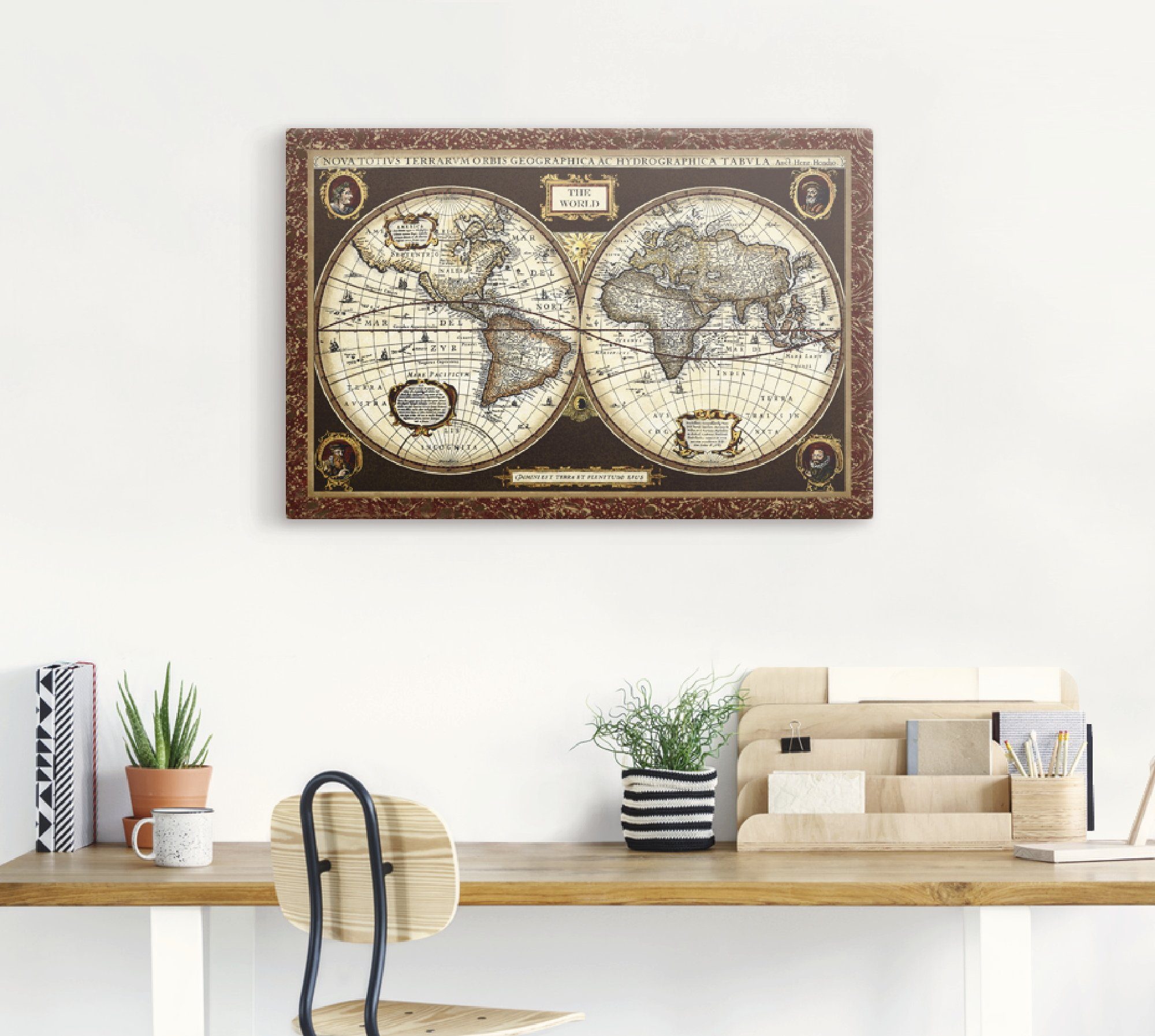 Artland Artprint Wereldkaart als artprint van aluminium, artprint voor buiten, artprint op linnen, poster, muursticker