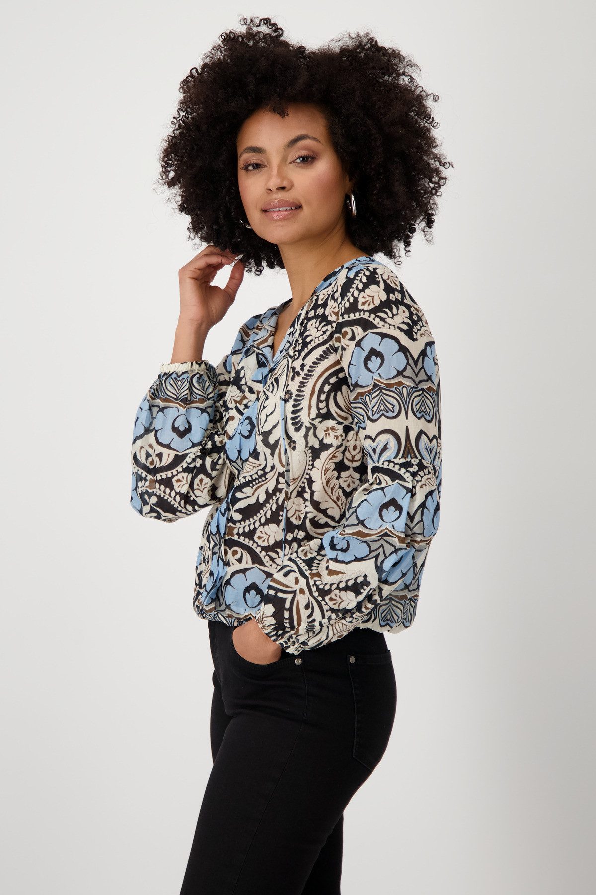 Monari Blouse met lange mouwen Blouse met ornamenten allover