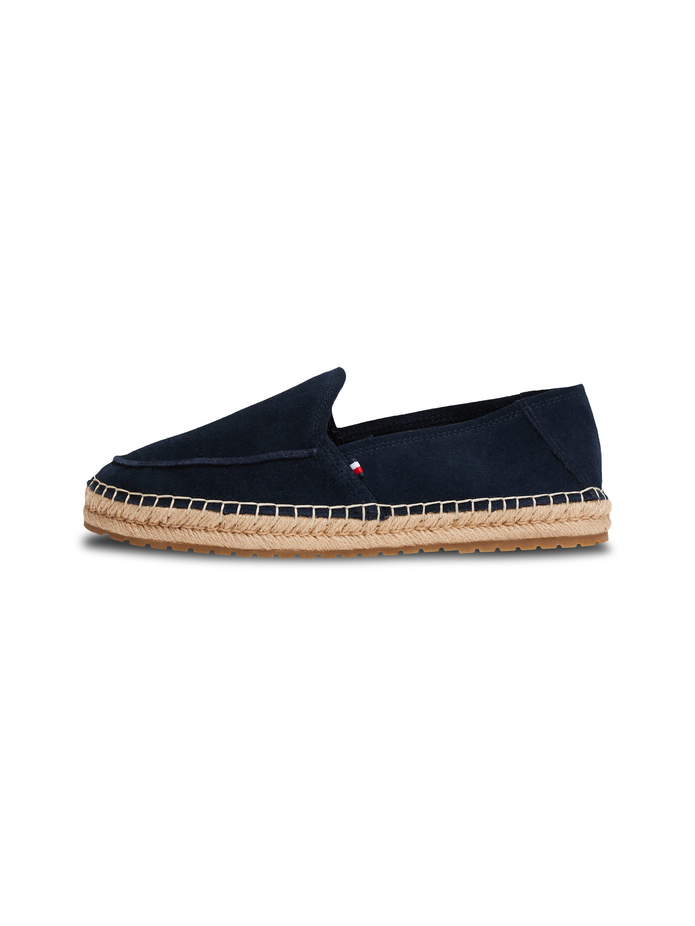 Tommy Hilfiger Espadrilles HILFIGER FLEX ESPA SUEDE LOAFER , zomerschoen, instapschoen, slippers met bamboe-bekleding op de plateau