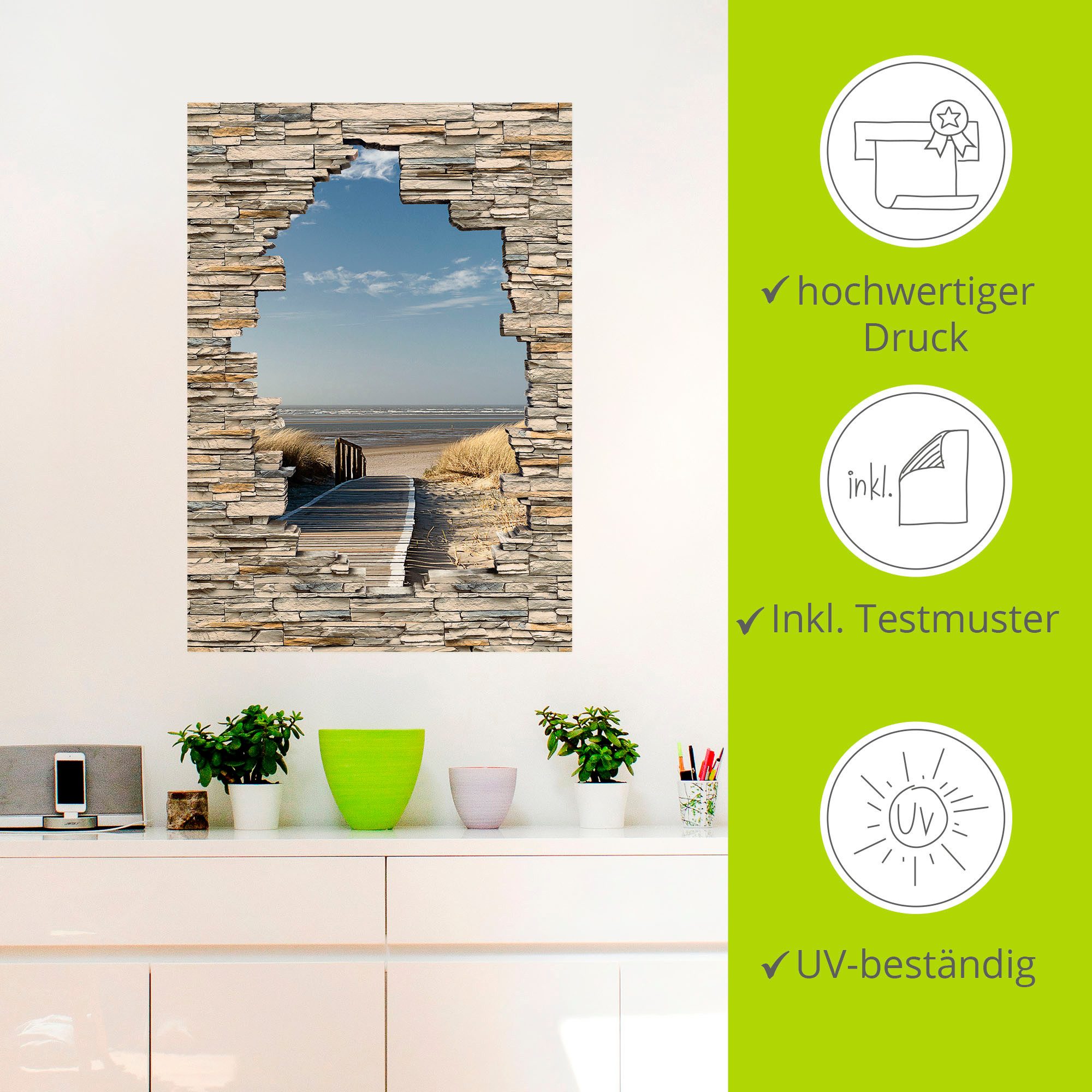 Artland Artprint Noordzeestrand Langeoog Steg Stenen Muur