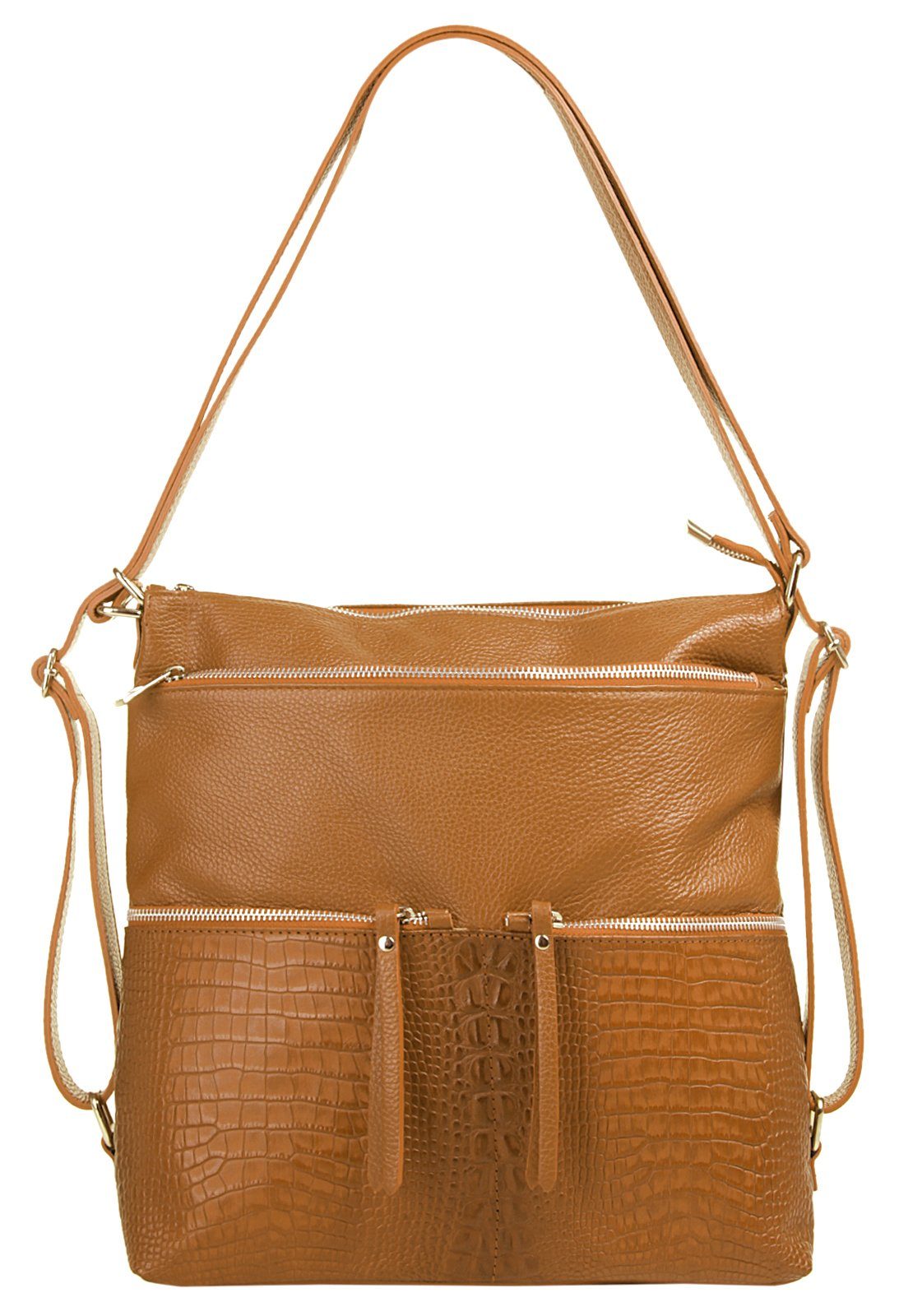 Samantha Look Schoudertas echt leer, made in italy dames tassen maat onesize (33 x 32 x 11 cm - 10 l) bruin