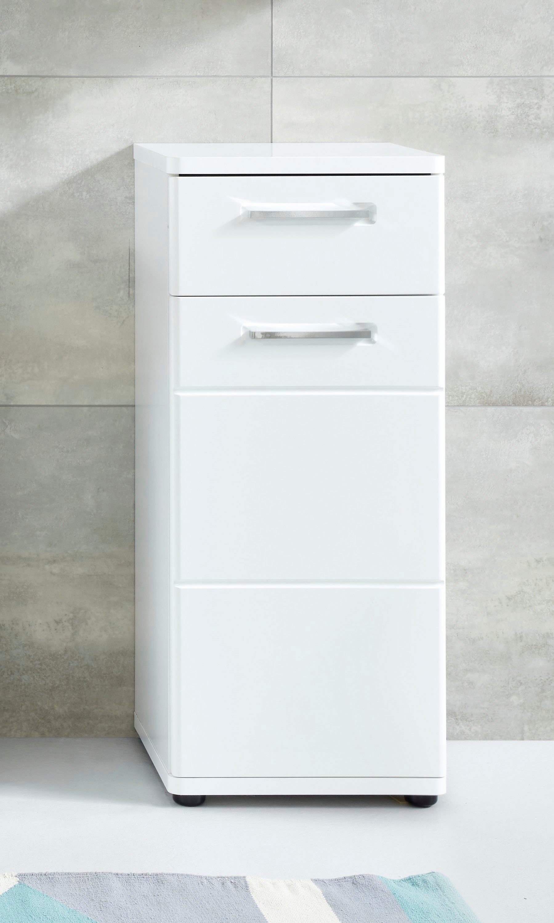 welltime Onderkast Mora Badkommode in wit met lade en 2 vakken - (B/D/H) 37/34/87 cm