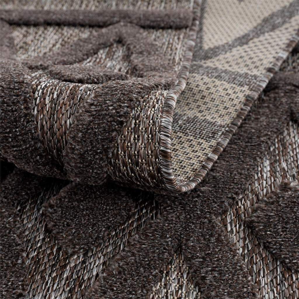 Carpet City Vloerkleed In-& Outdoorkleed Santorini 58538, 3D-Effekt, ruit-look Weerbestendig & uv-bestendig voor terras, balkon, keuken, hal