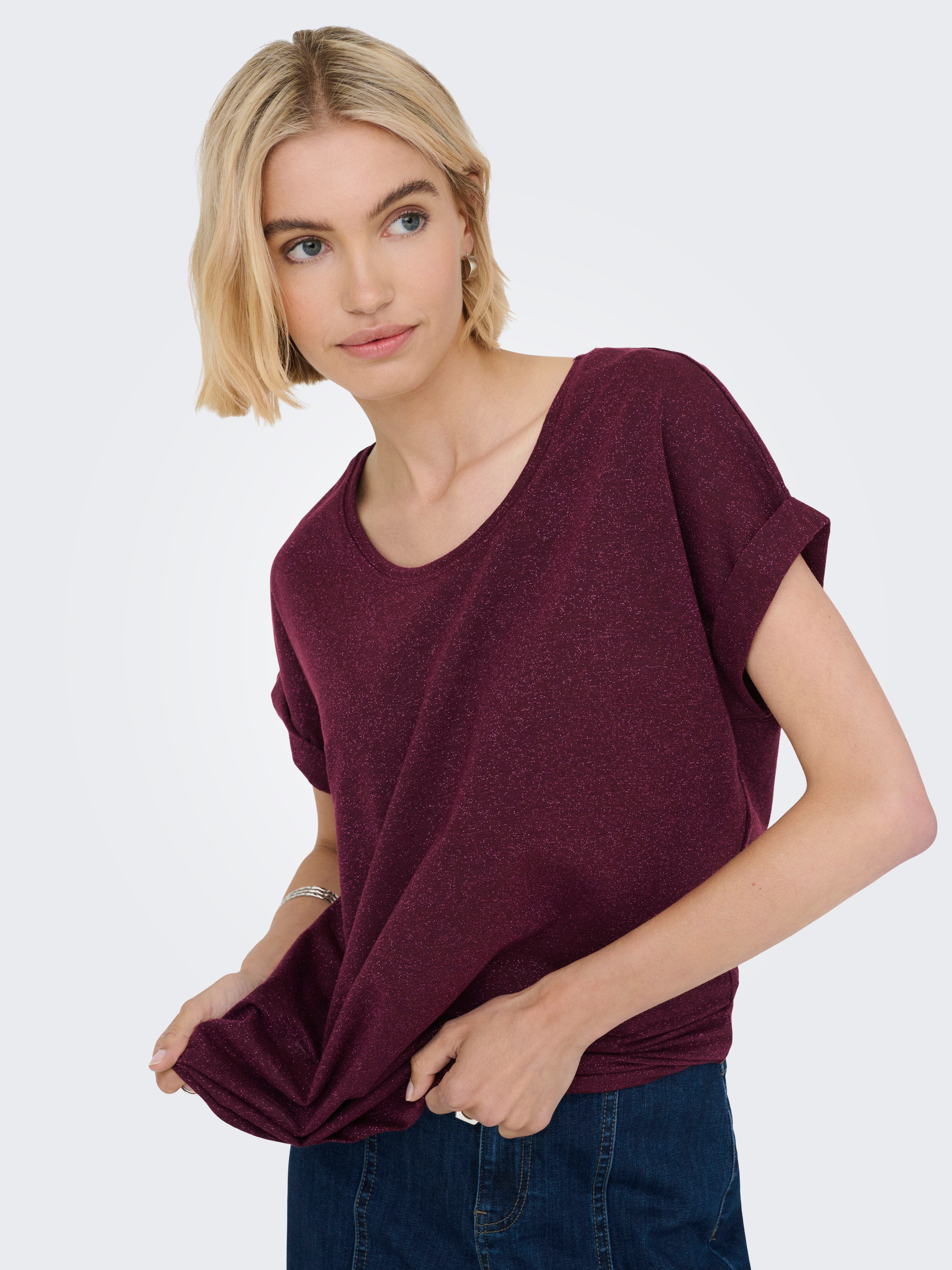 Only Shirt met korte mouwen ONLMOSTER GLITTER S/S TOP NOOS JRS