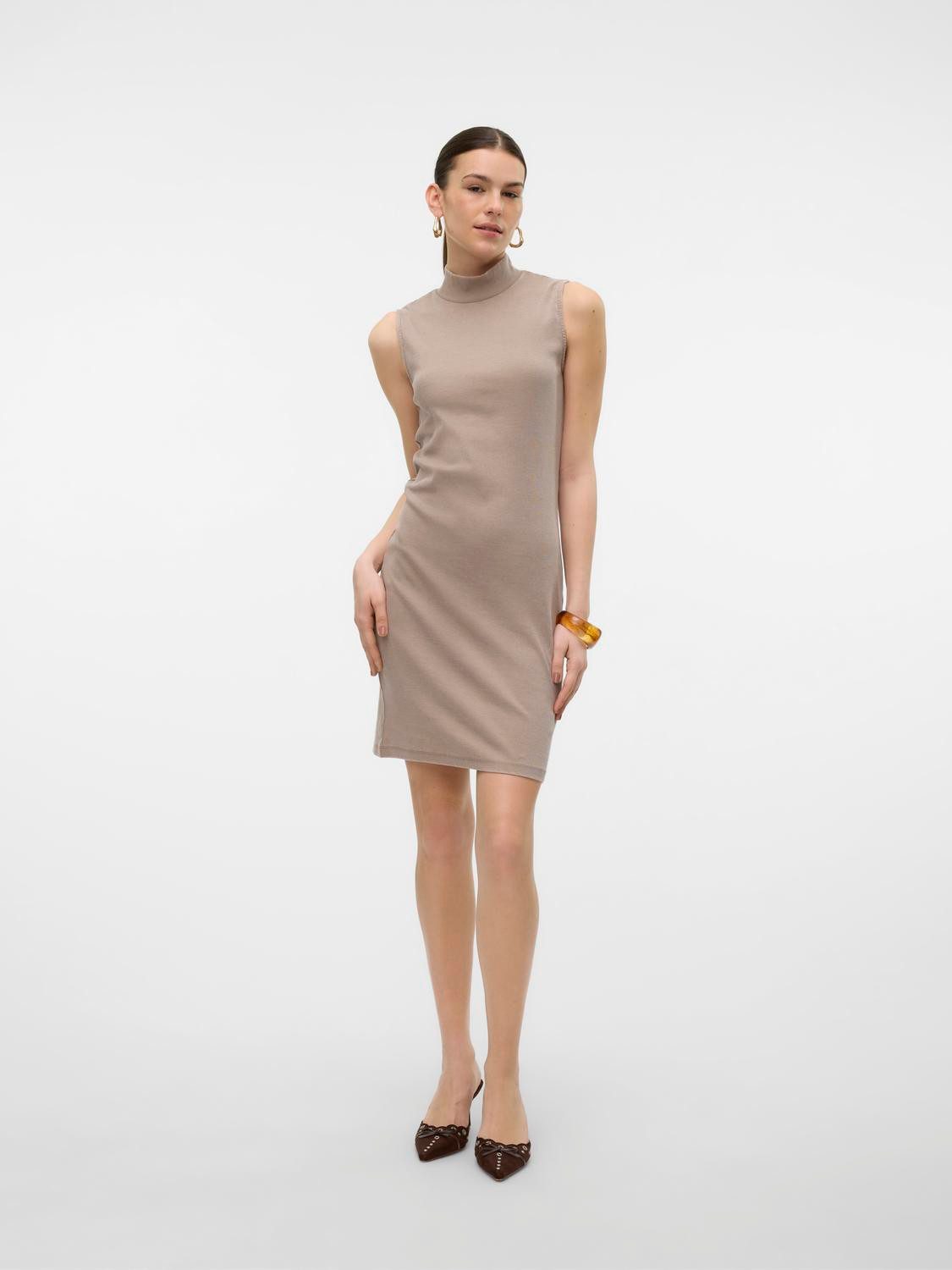 Vero Moda Jerseyjurk VMJANE SL WASHED HIGHNECK DRESS JRS NOOS