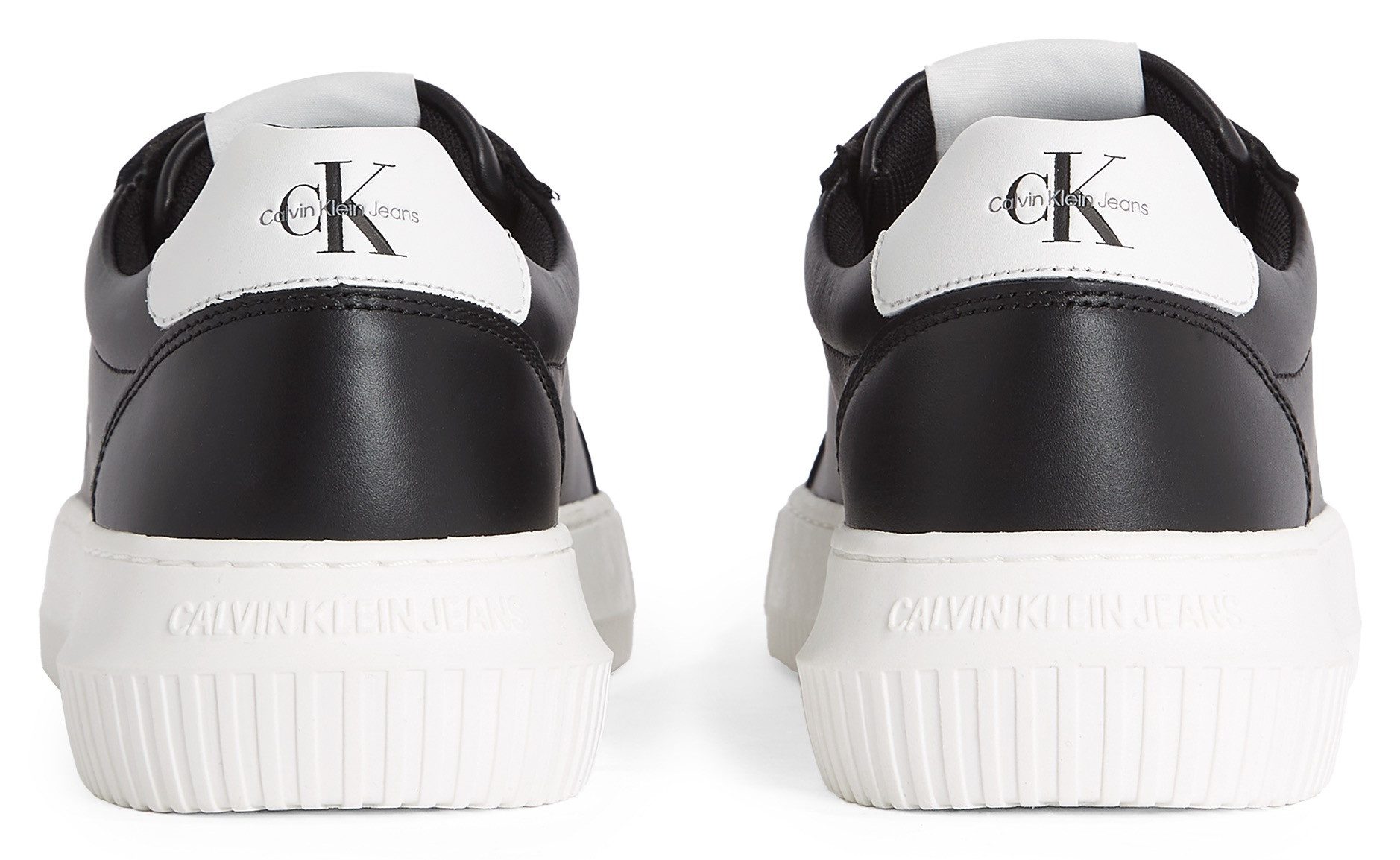 Calvin Klein Plateausneakers CHUNKY CUPSOLE MONO LTH WN , vrijetijdsschoen, lage schoen, veterschoen met ck-opdruk aan de zijkant