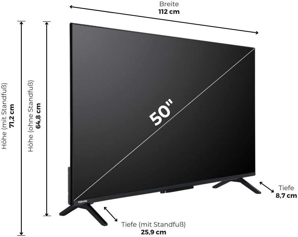 Toshiba QLED-TV 50QV2463DA, 126 cm / 50", 4K Ultra HD, Smart TV