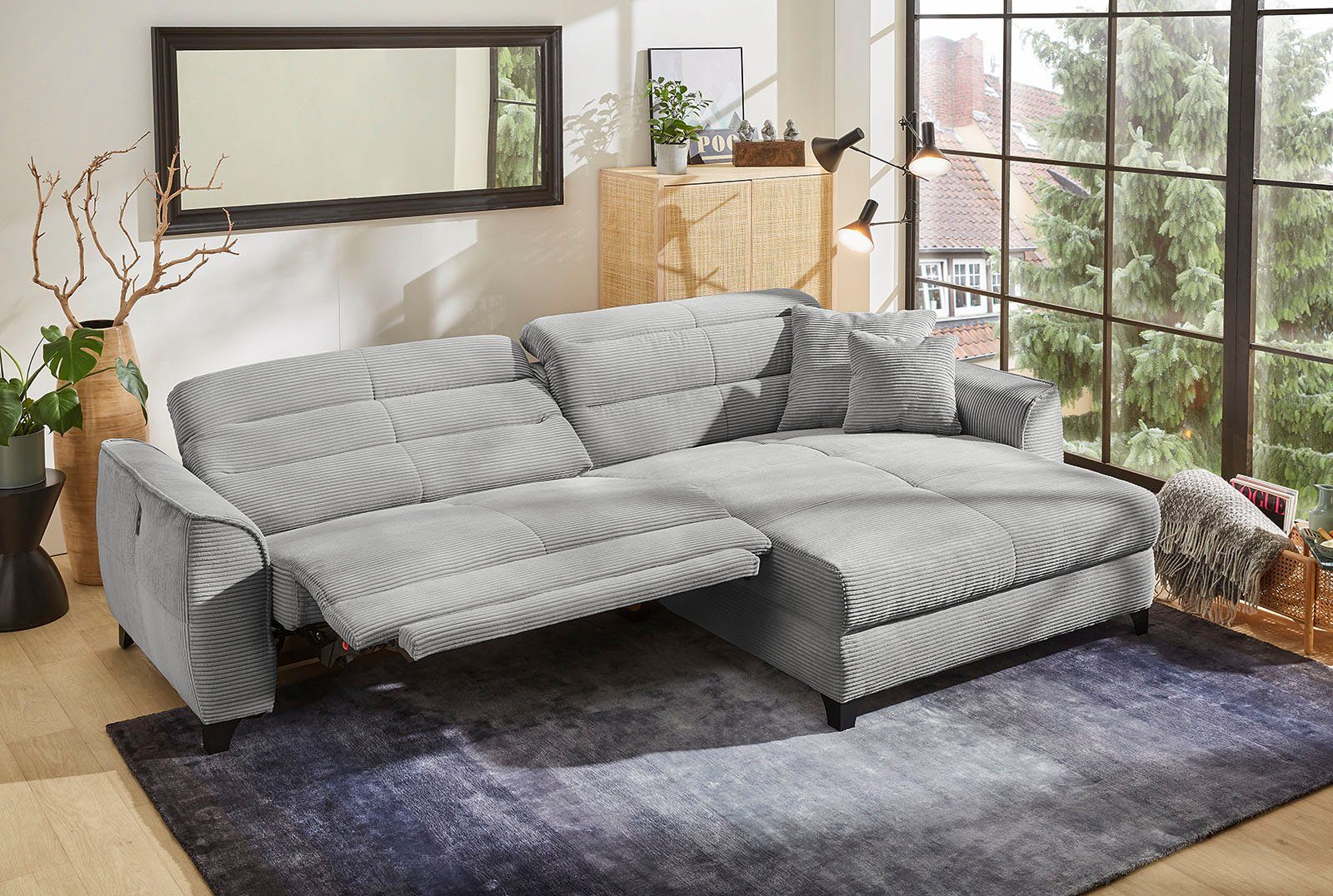 Jockenhöfer Gruppe Hoekbank Double One L-vorm met 2 x 120 cm brede, elektrisch verstelbare relaxfuncties