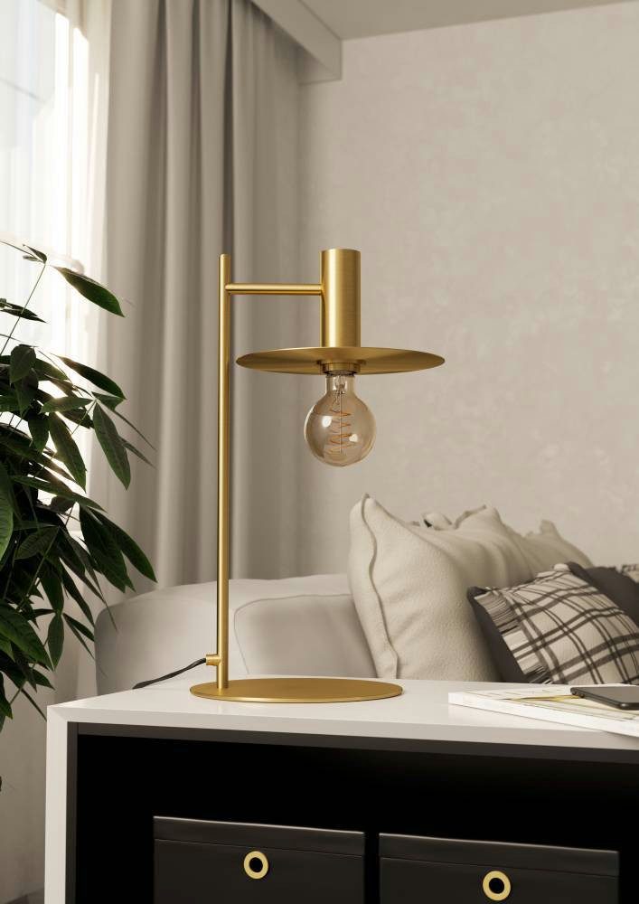 EGLO Tafellamp ESCANDELL Nachtkastlamp, tafellamp van metaal in geborsteld messing, E27 (1 stuk)