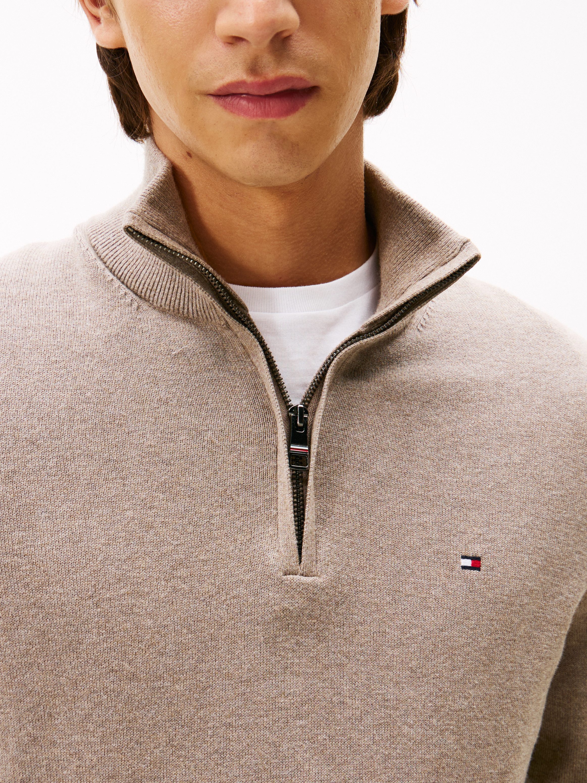 Tommy Hilfiger Schipperstrui PIMA ORG CTN CASHMERE ZIP MOCK