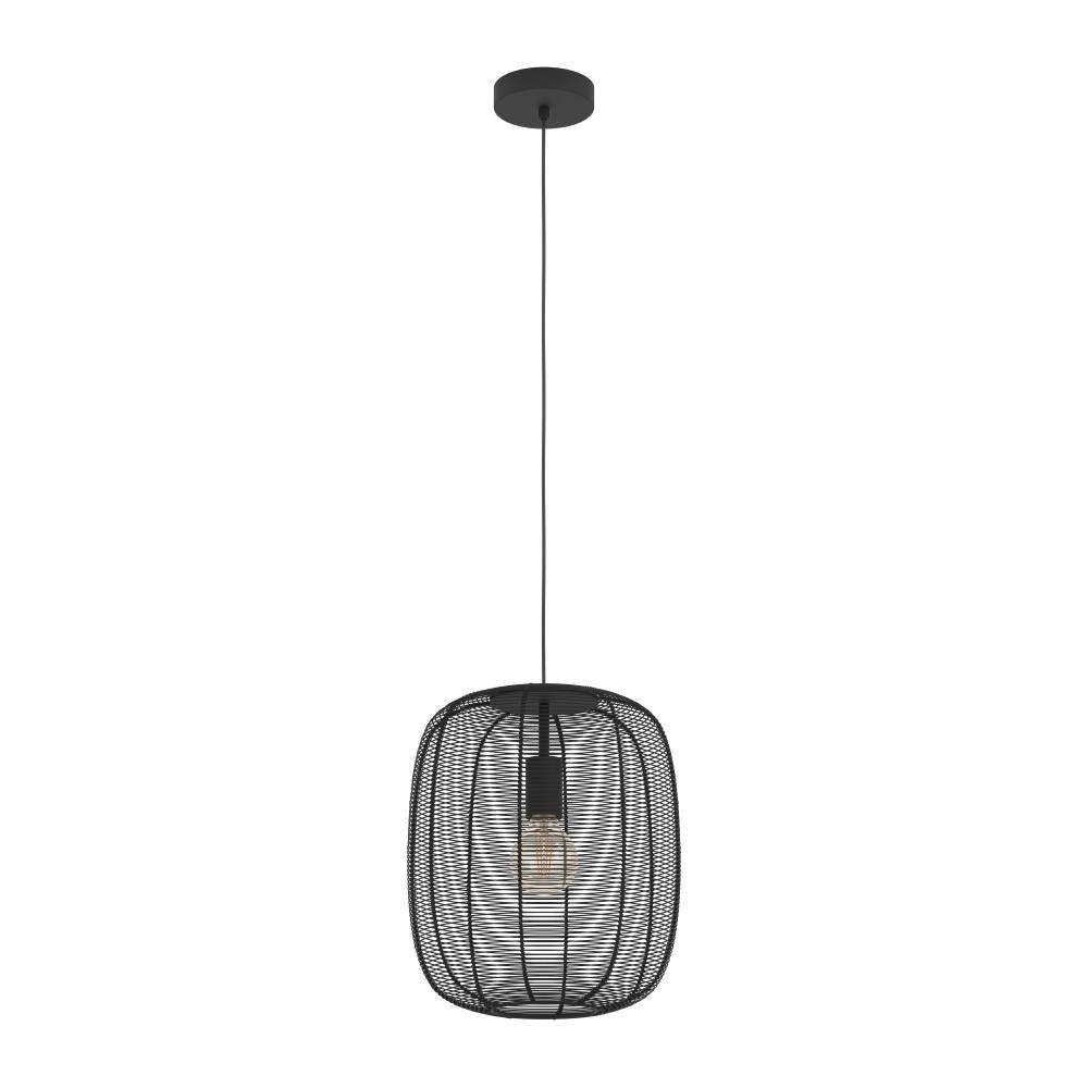 EGLO Hanglamp RINROE Pendellampe, Stahl, E27, IP20, Vintage, Wohnzimmerlampe, Lampe Hanglamp, eetkamerlamp, metaal, zwart, hanglamp, Ø 32,5 cm (1 stuk)