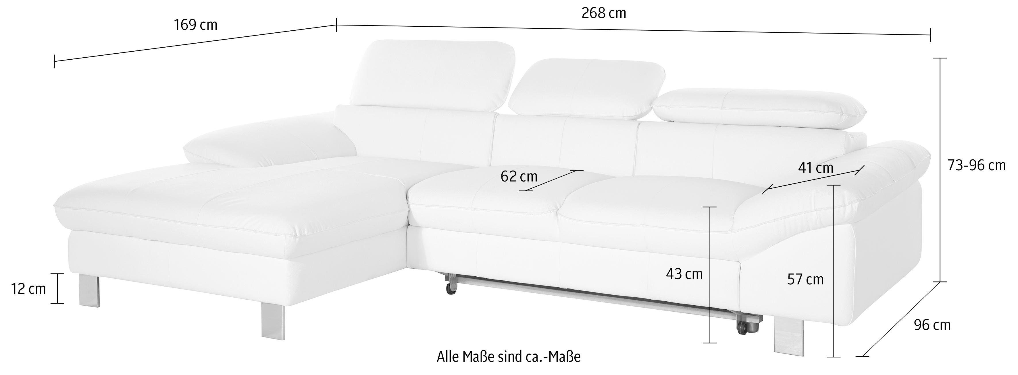 COTTA Zithoek Driver L-vorm Set bestaande uit: hoekbank met hoofdverstelling & hocker (set)
