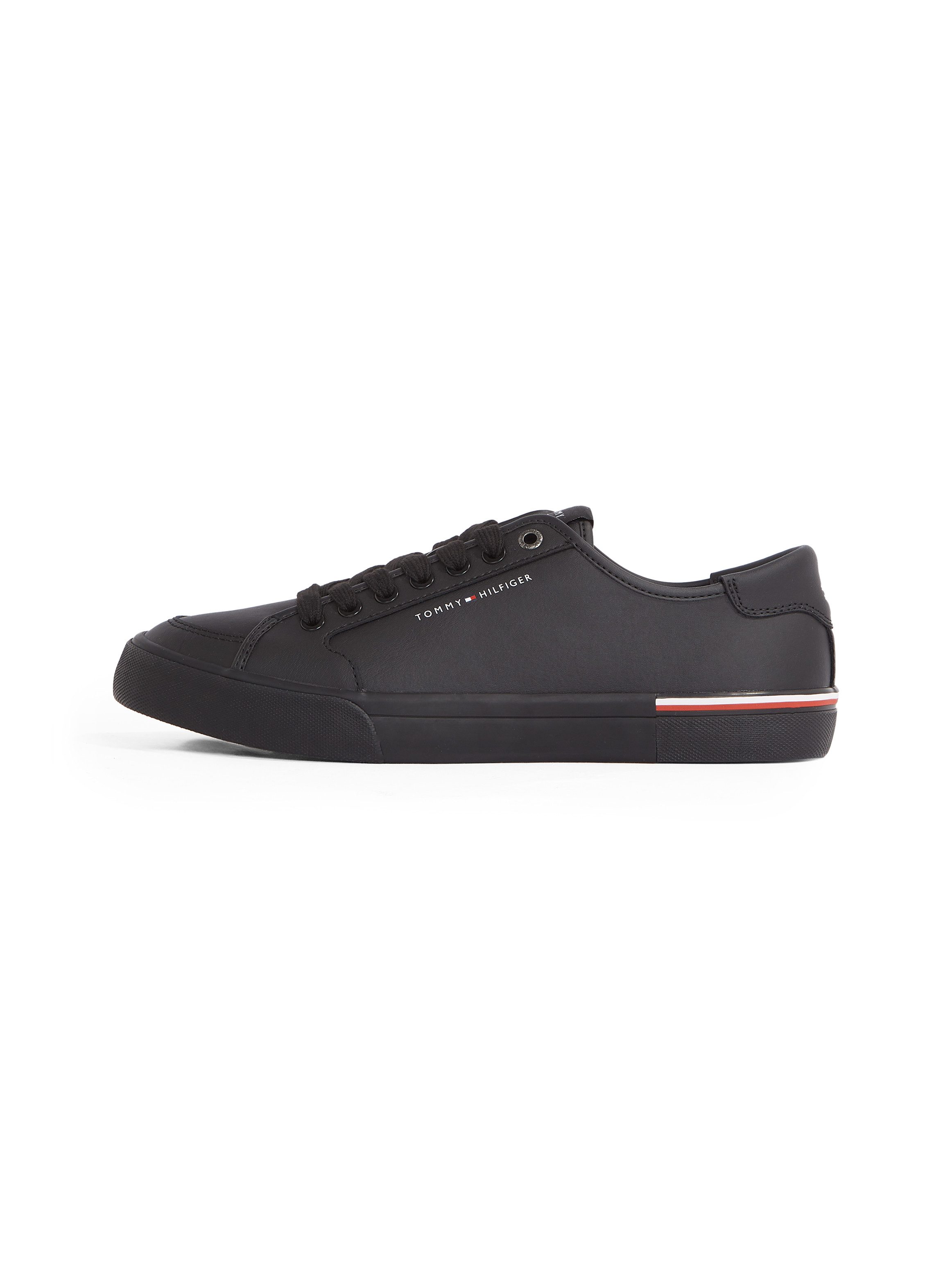 Tommy Hilfiger Sneakers CORE CORPORATE VULC LEATHER , vrijetijdsschoen, lage schoen, veterschoen met logotekst