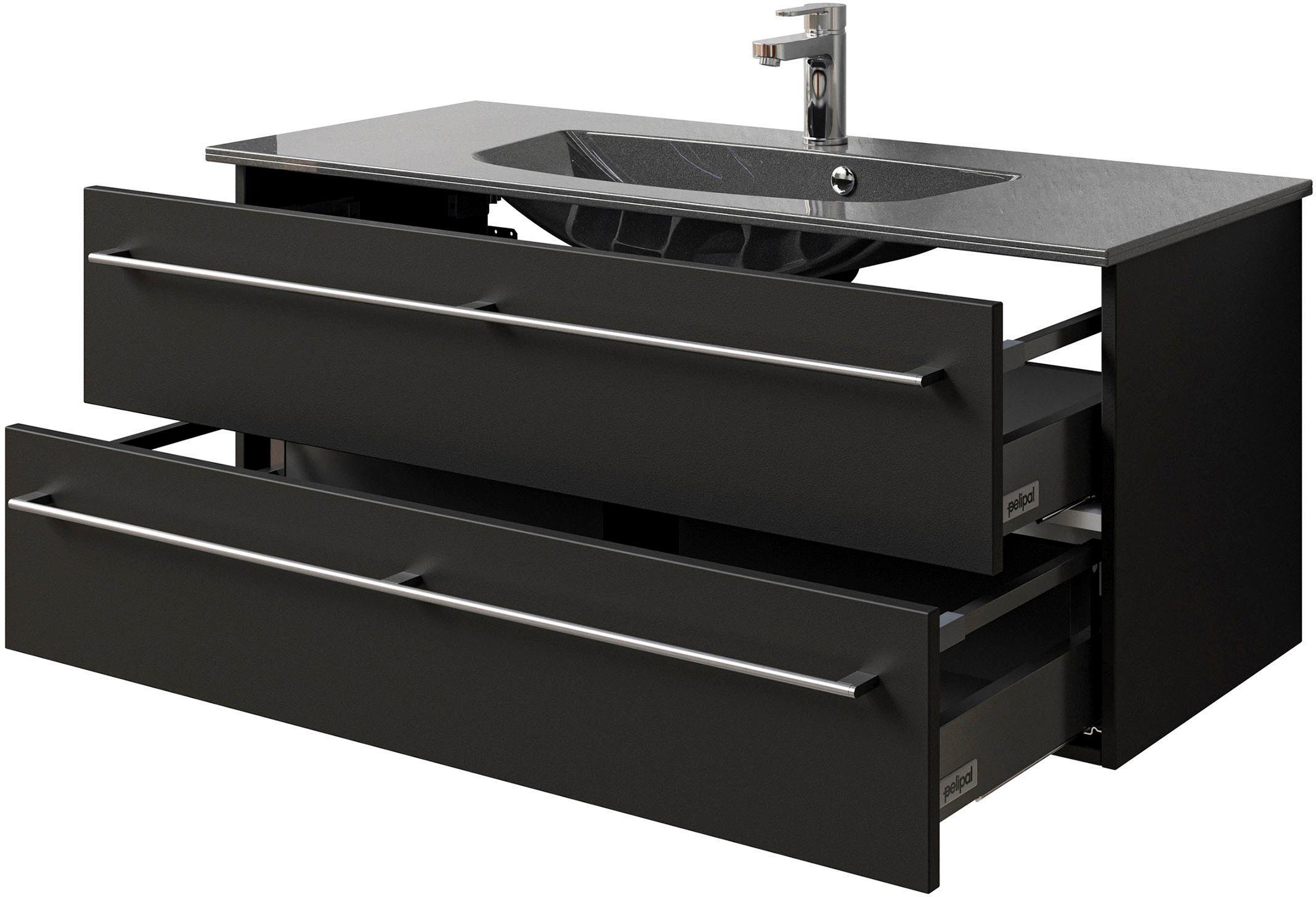 Saphir Wastafelonderkast Serie 6025 mineraalmarmeren wastafel met onderkast, 117 cm breed (2-delig)