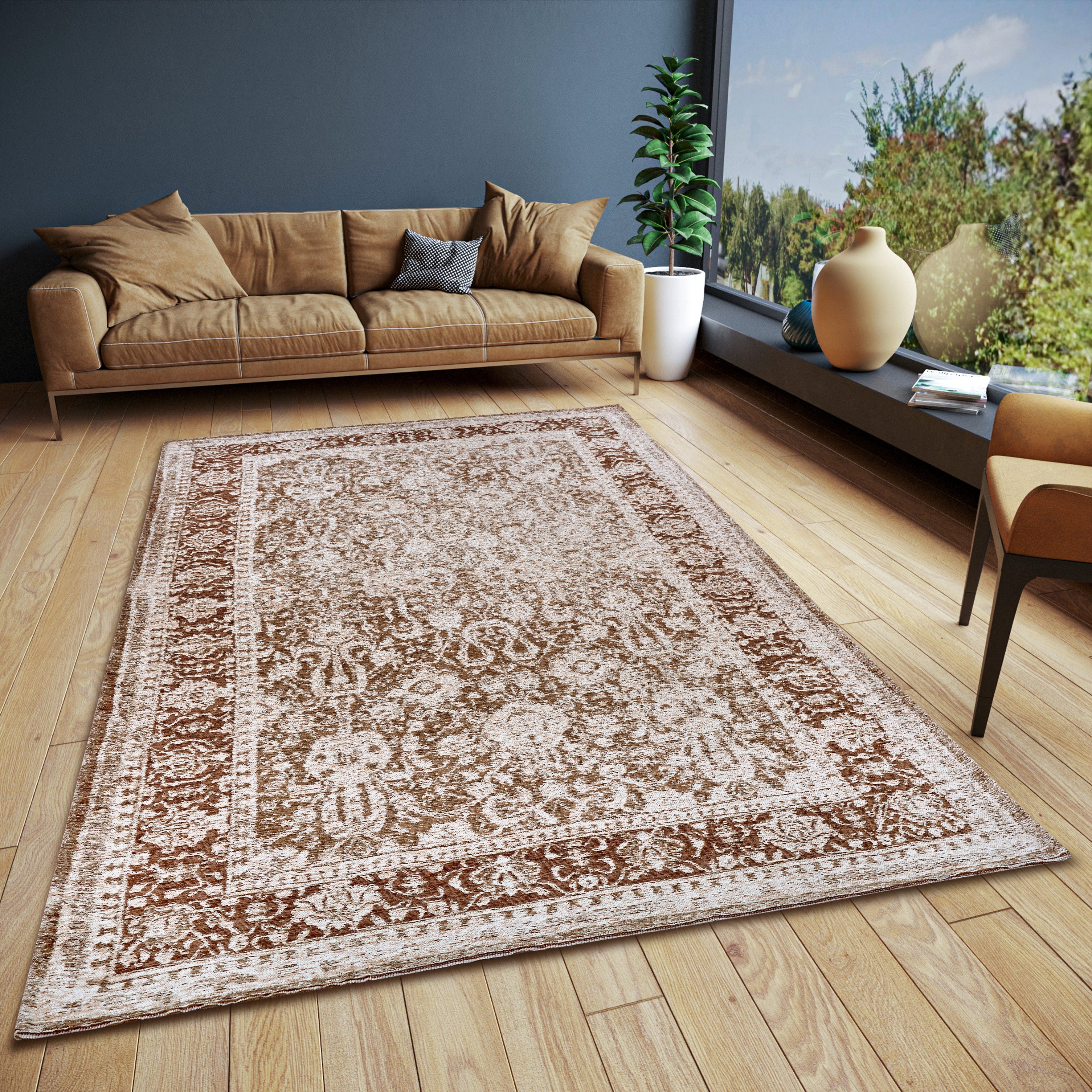 HANSE Home Vloerkleed Aseno slijtbestendig, onderhoudsvriendelijk, robuust, antislip moderne vloerkleden maat 120 cm x 180 cm x 6 mm bruin