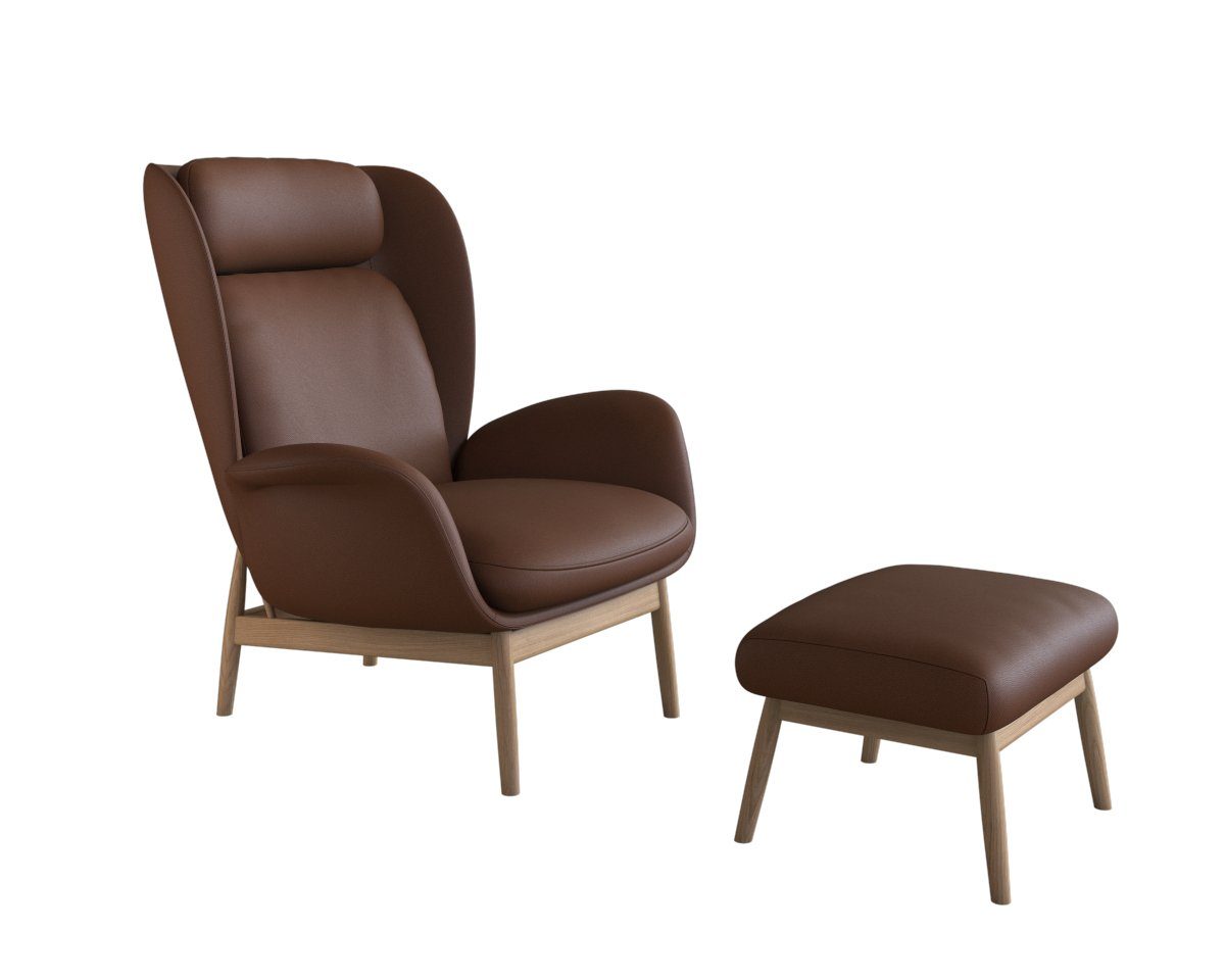 FLEXLUX Oorfauteuil Padova Stijl & comfort, organische vorm, geïntegreerde lendesteun, eikenhouten voet