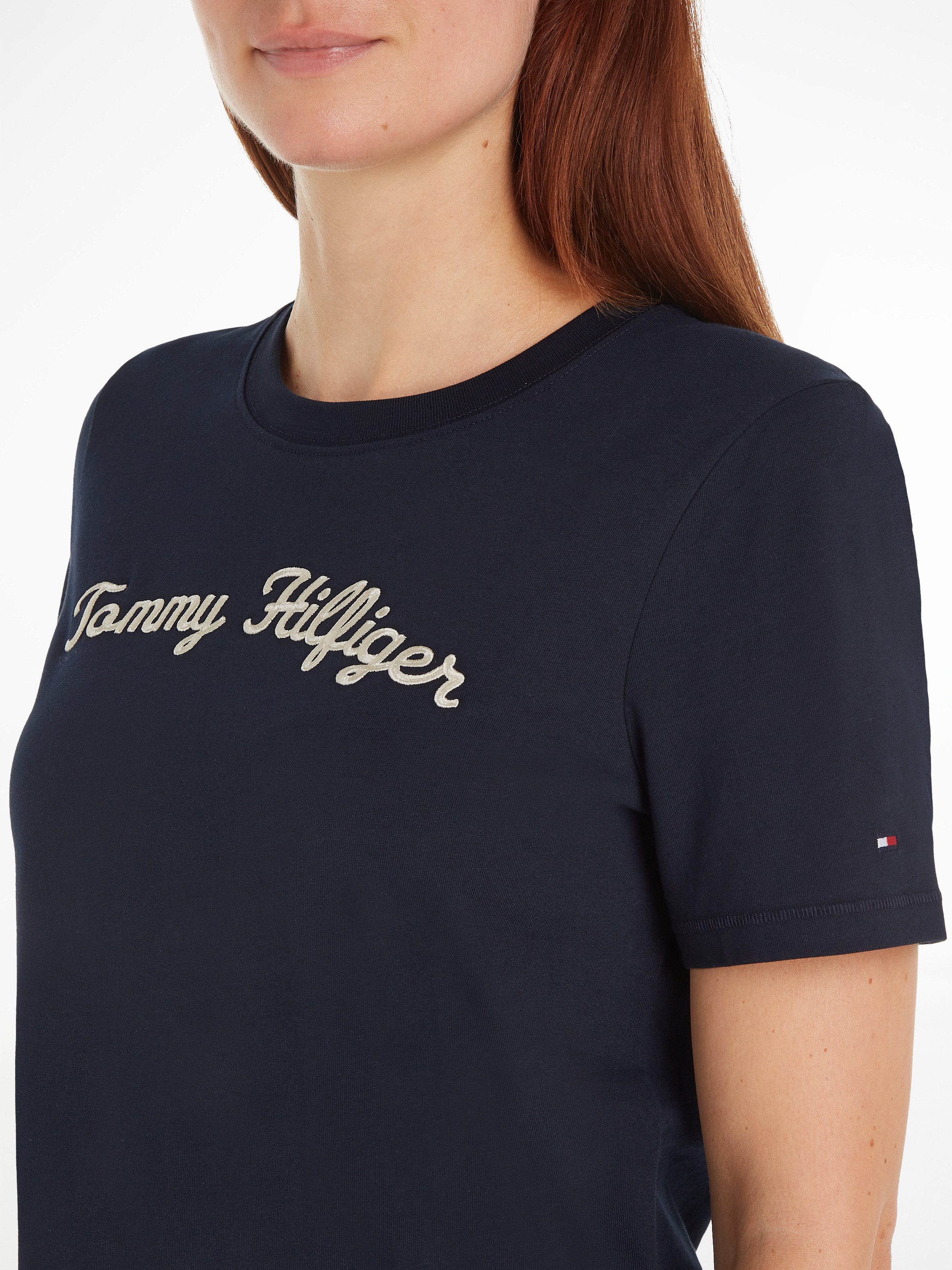 Tommy Hilfiger Shirt met korte mouwen REG SCRIPT C-NK SS met tommy hilfiger script-logo-opschrift