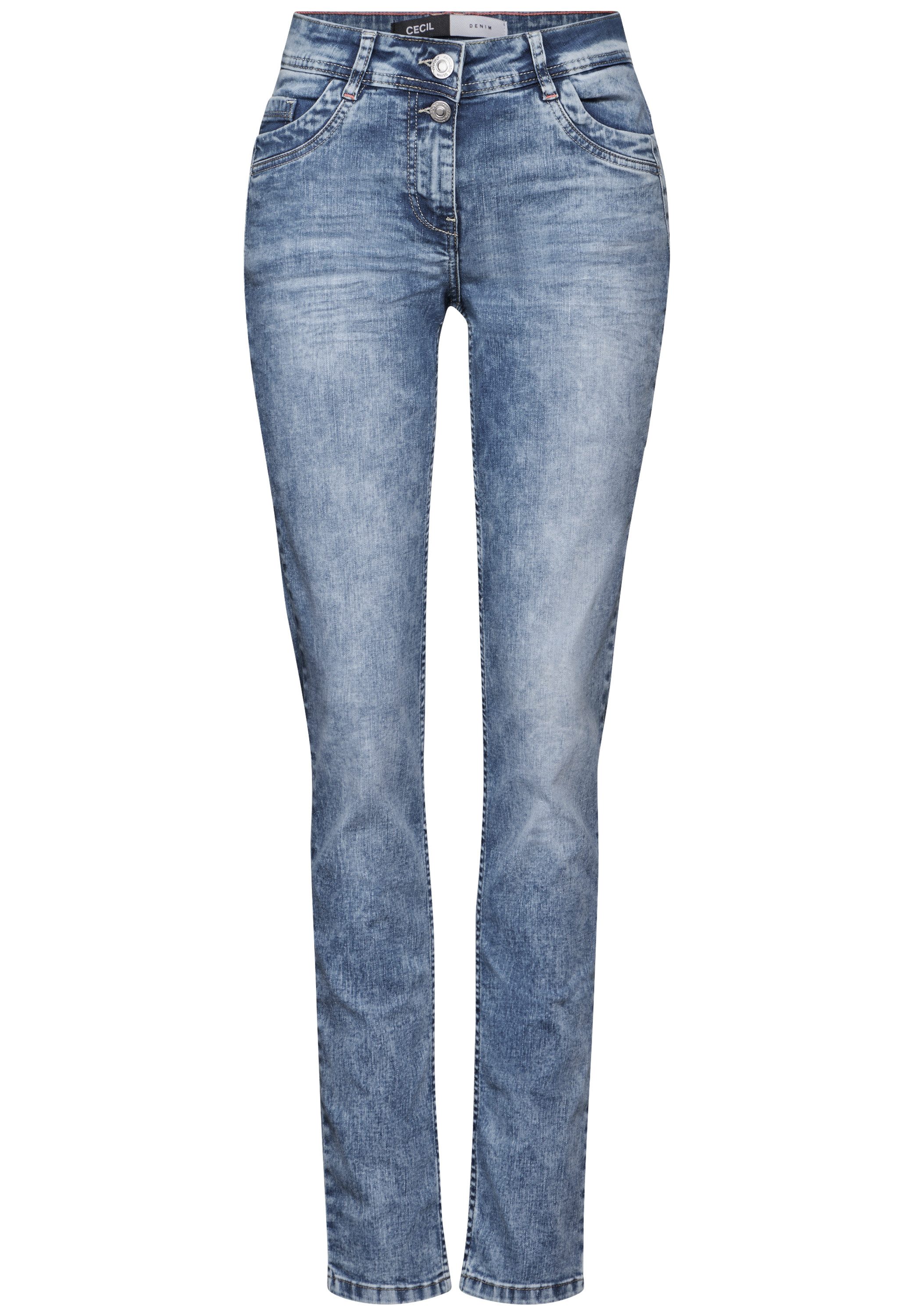 Cecil Slim fit jeans Stijl Scarlett in lichte moonwashed-look