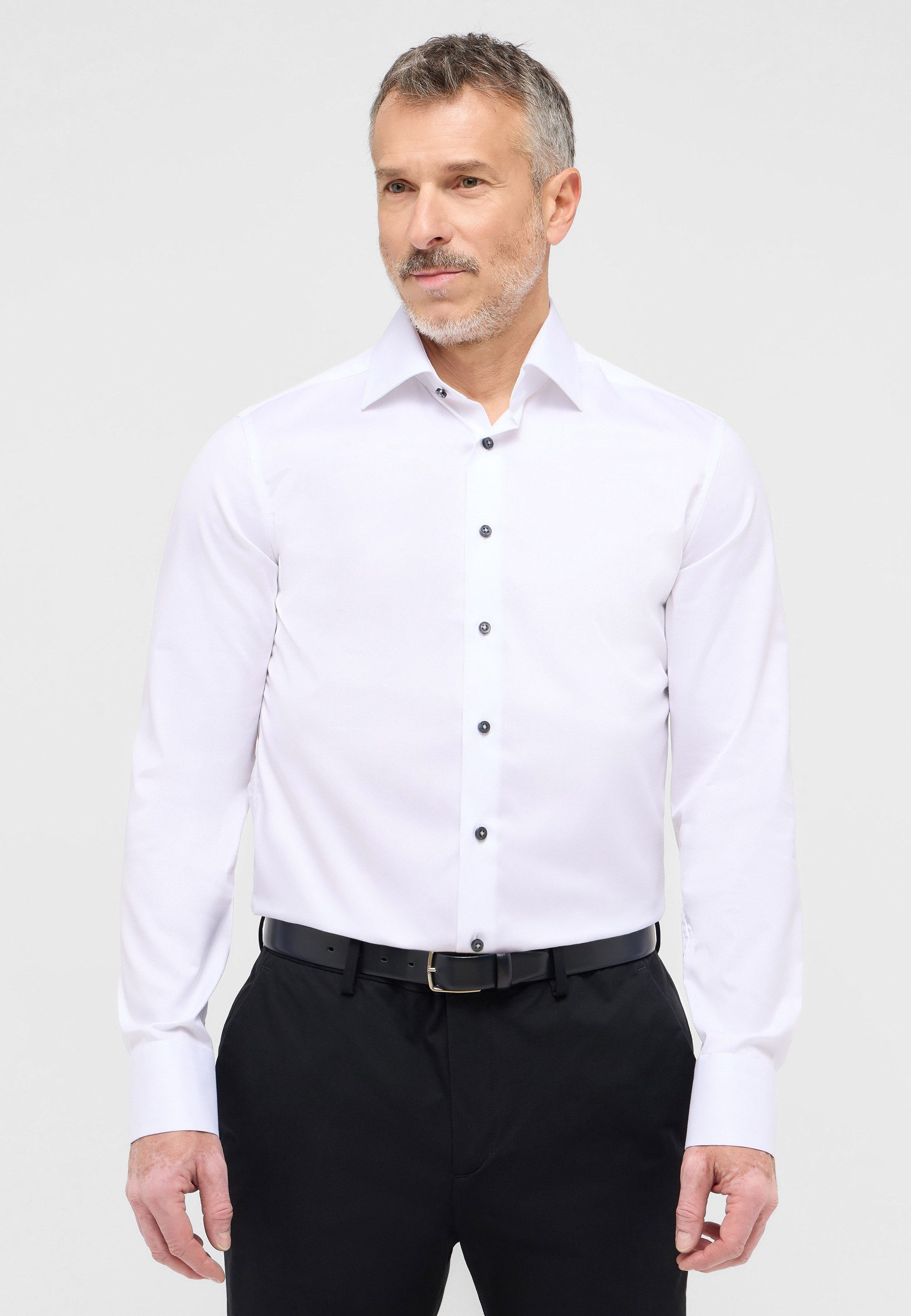 Eterna Overhemd met lange mouwen Slim fit NON IRON (strijkvrij) heren overhemden maat 42 wit