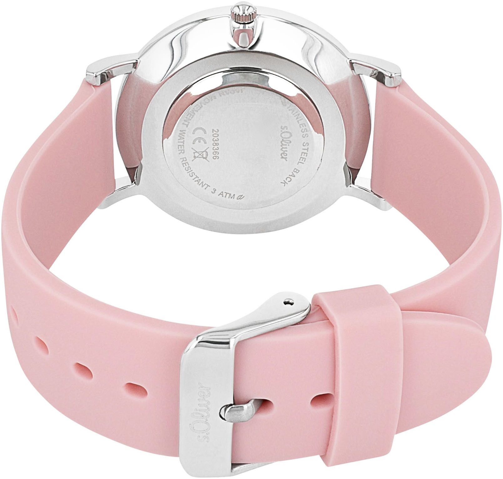 s.Oliver Kwartshorloge Polshorloge, dameshorloge, kristallen, siliconen armband, analoog