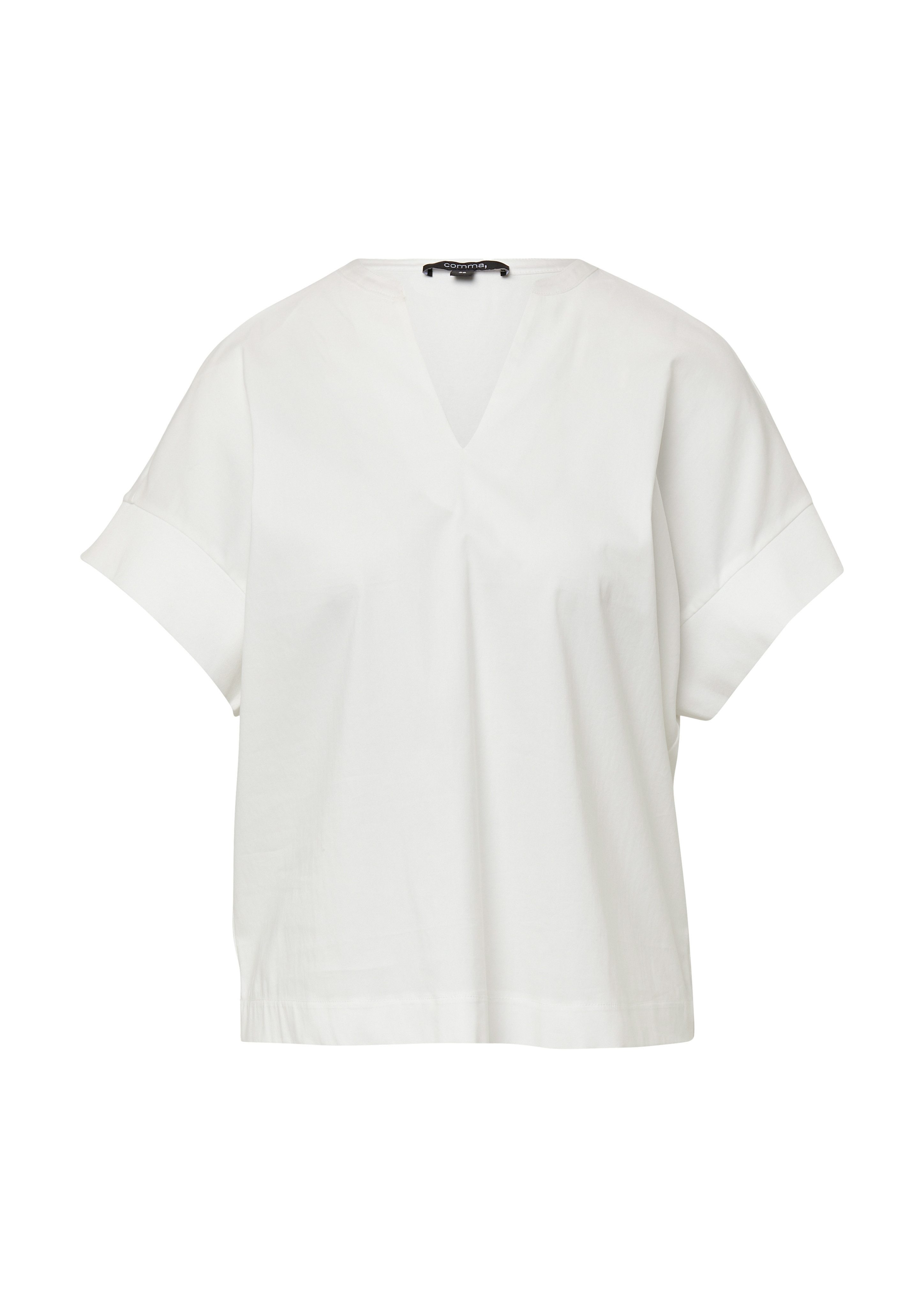Comma T-shirt met ingesneden ronde hals
