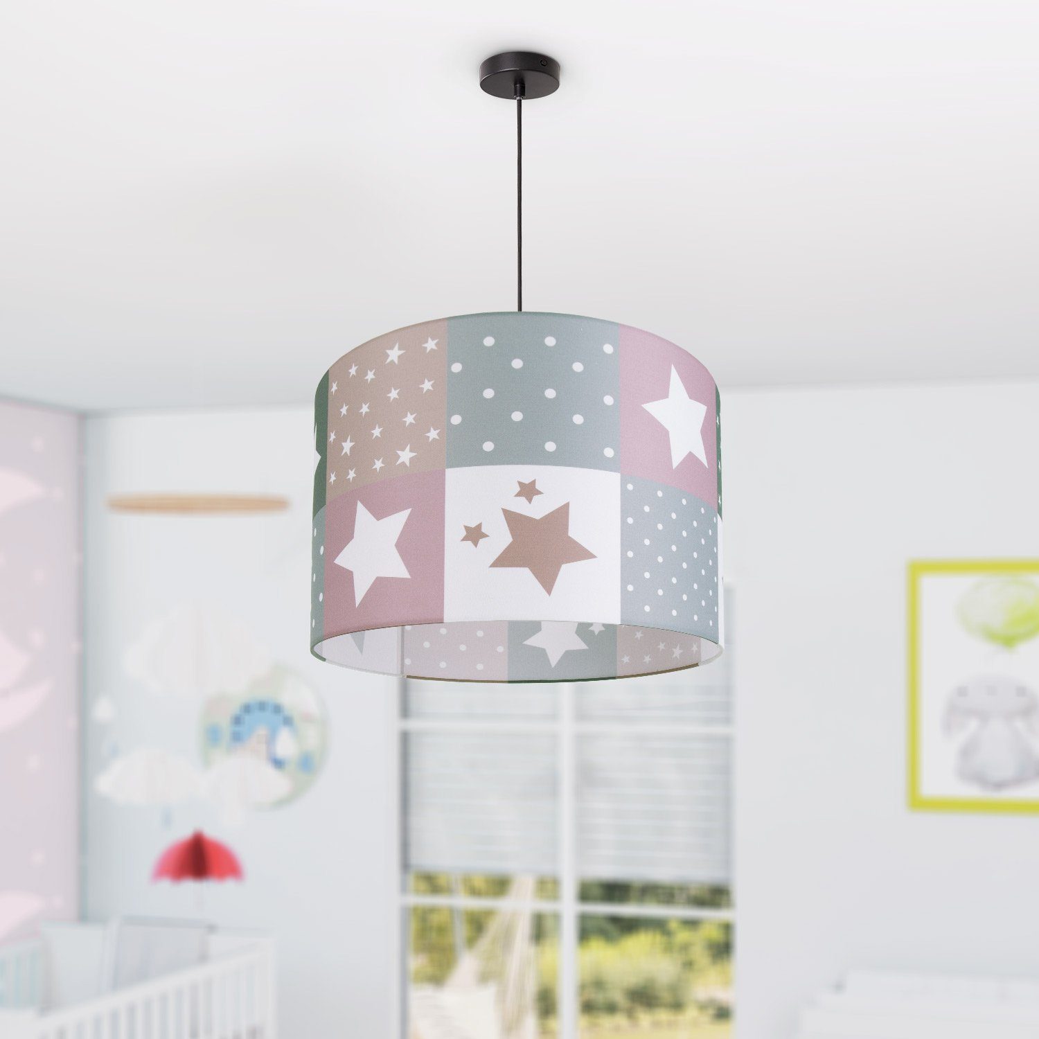 Paco Home Hanglamp Cosmo 345 Kinderlamp plafondlamp LED kinderkamer lamp sterren-motief E27